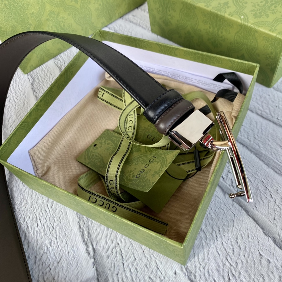 Gucci Male Leather Belt Top Grain Leather 13514-m