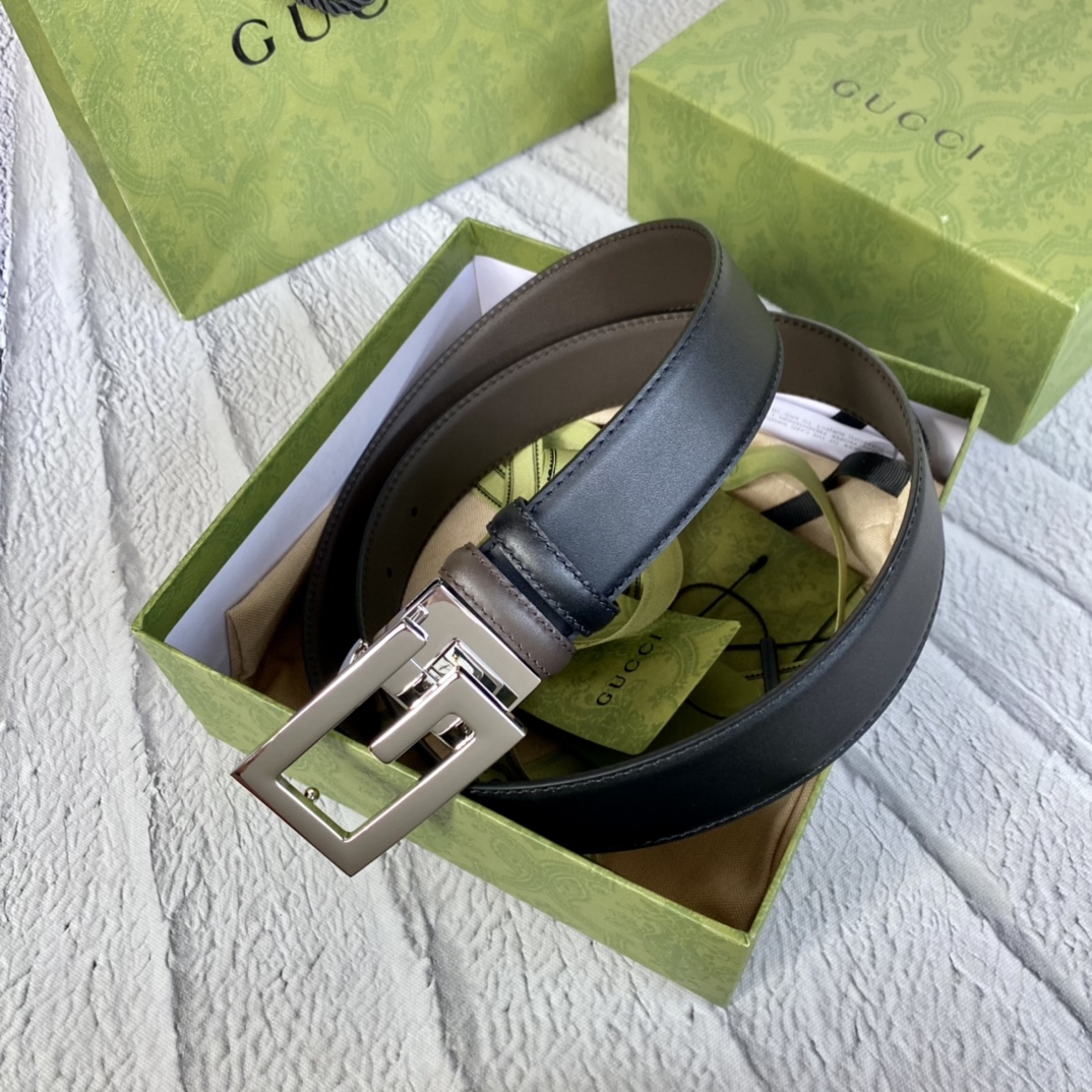 Gucci Male Leather Belt Top Grain Leather 13514-m