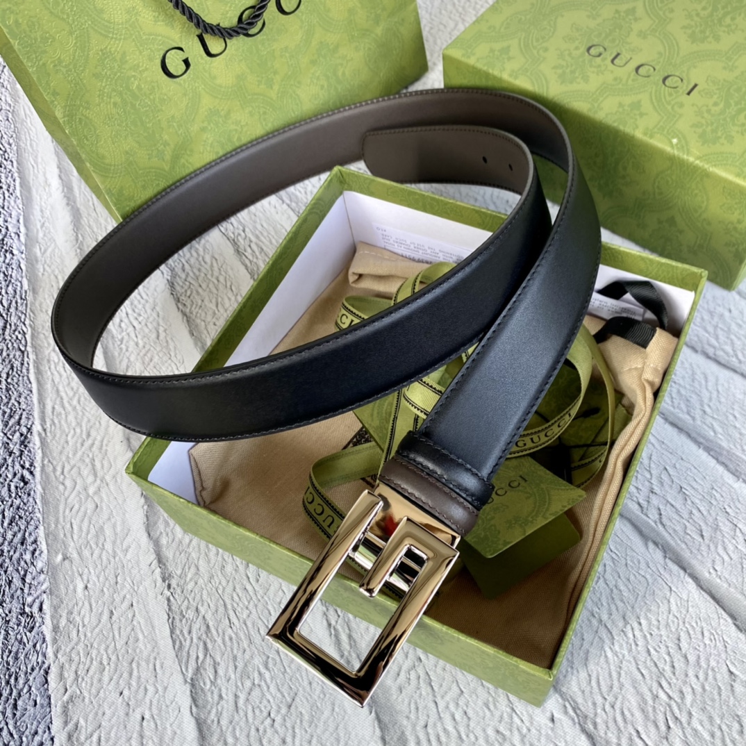 Gucci Male Leather Belt Top Grain Leather 13514-m