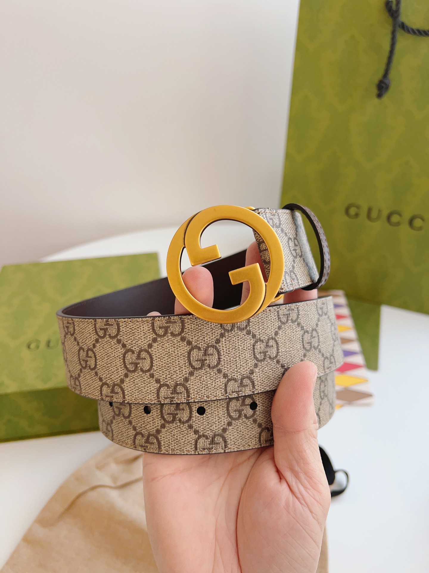 Gucci Basic Belt Canvas Brown S-m