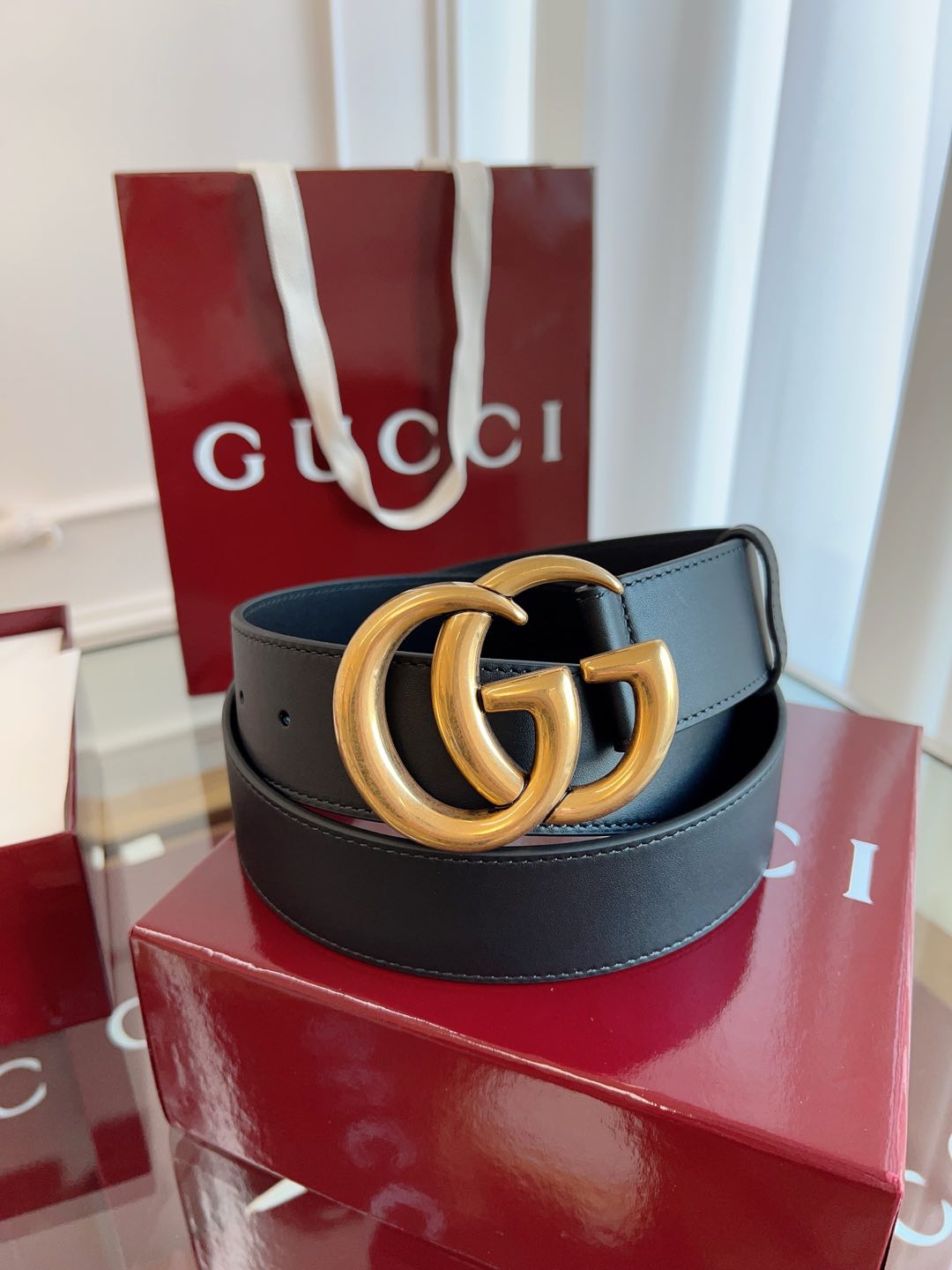 Gucci Basic Belt Cow Leather Brown M
