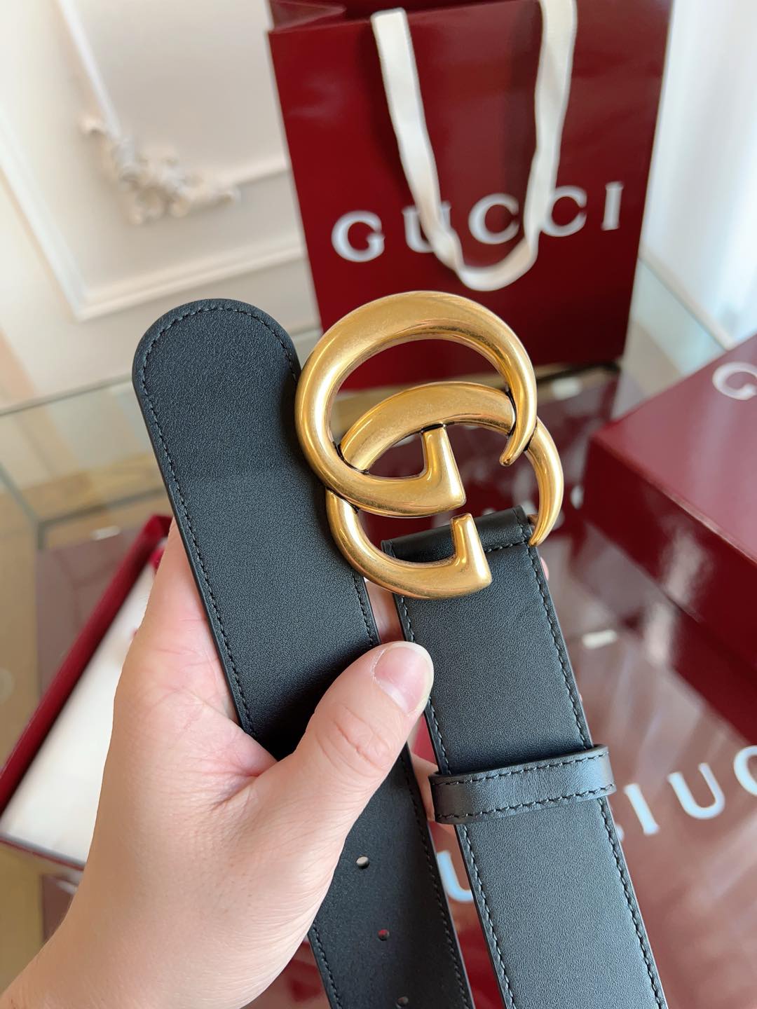 Gucci Basic Belt Cow Leather Brown M