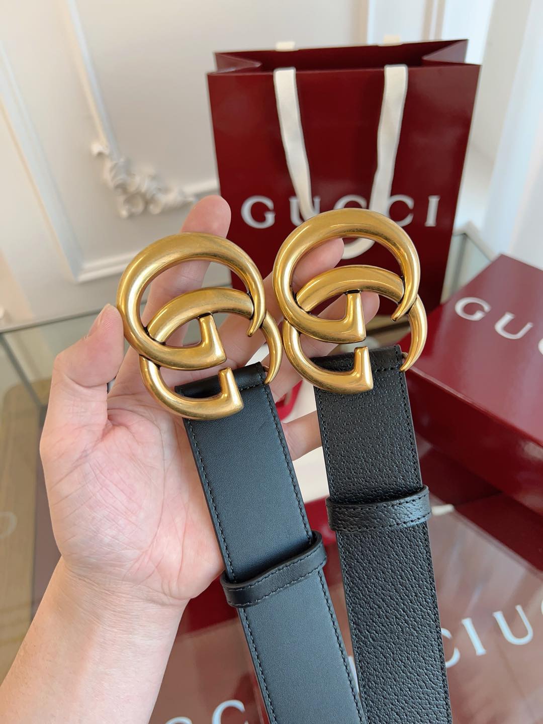 Gucci Basic Belt Cow Leather Brown M