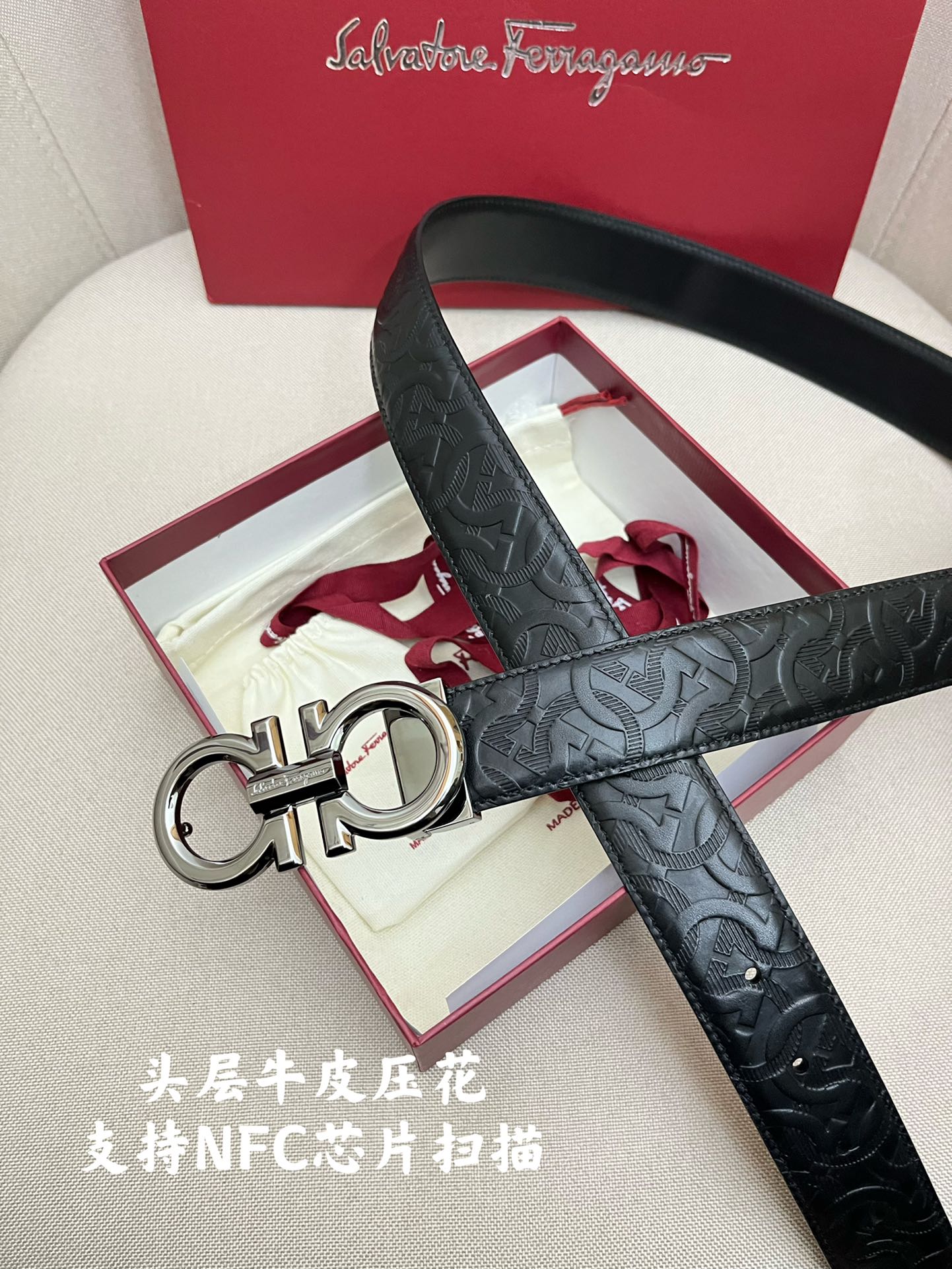 Salvatore Ferragamo Male Leather Belt Cow Leather M