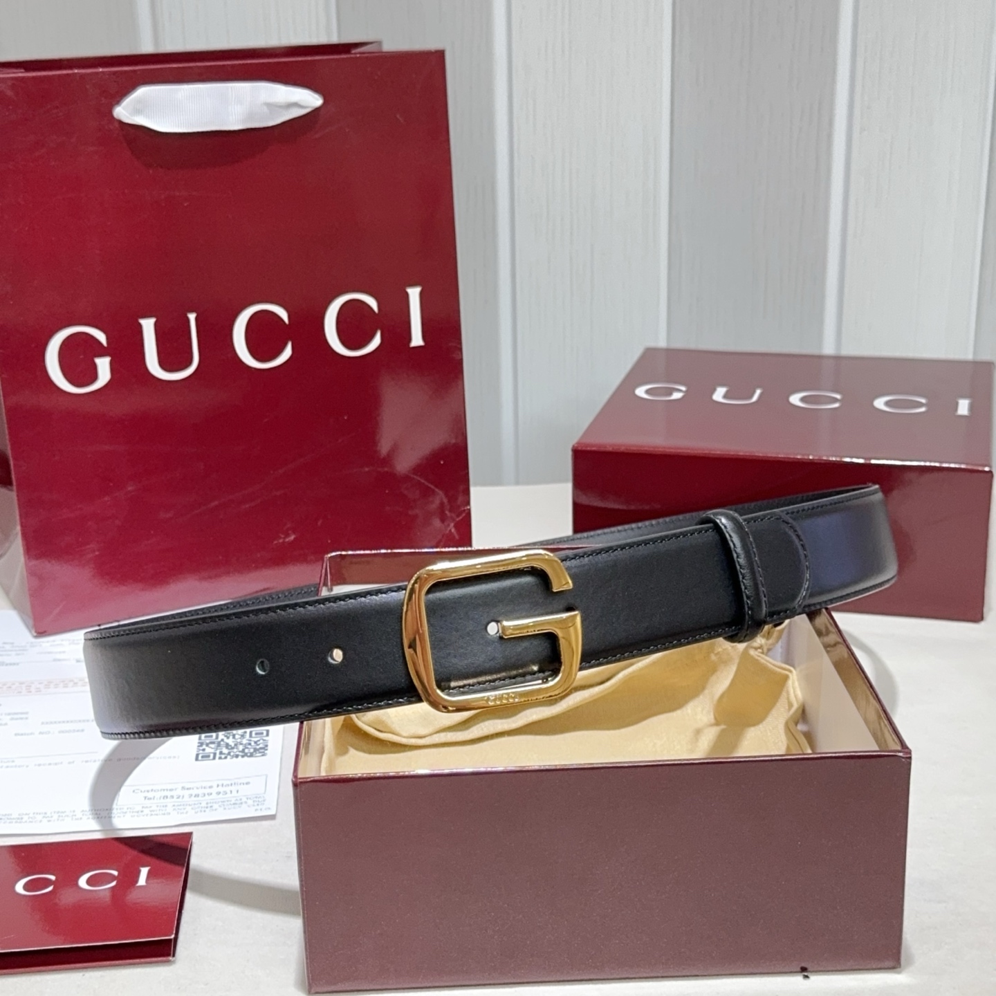 Gucci Basic Belt Top Grain Leather Black M
