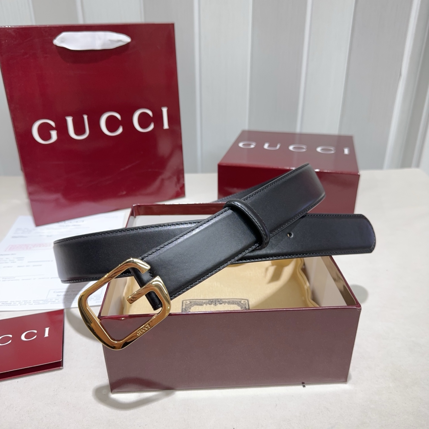 Gucci Basic Belt Top Grain Leather Black M