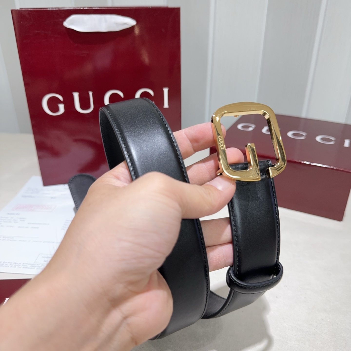 Gucci Basic Belt Top Grain Leather Black M