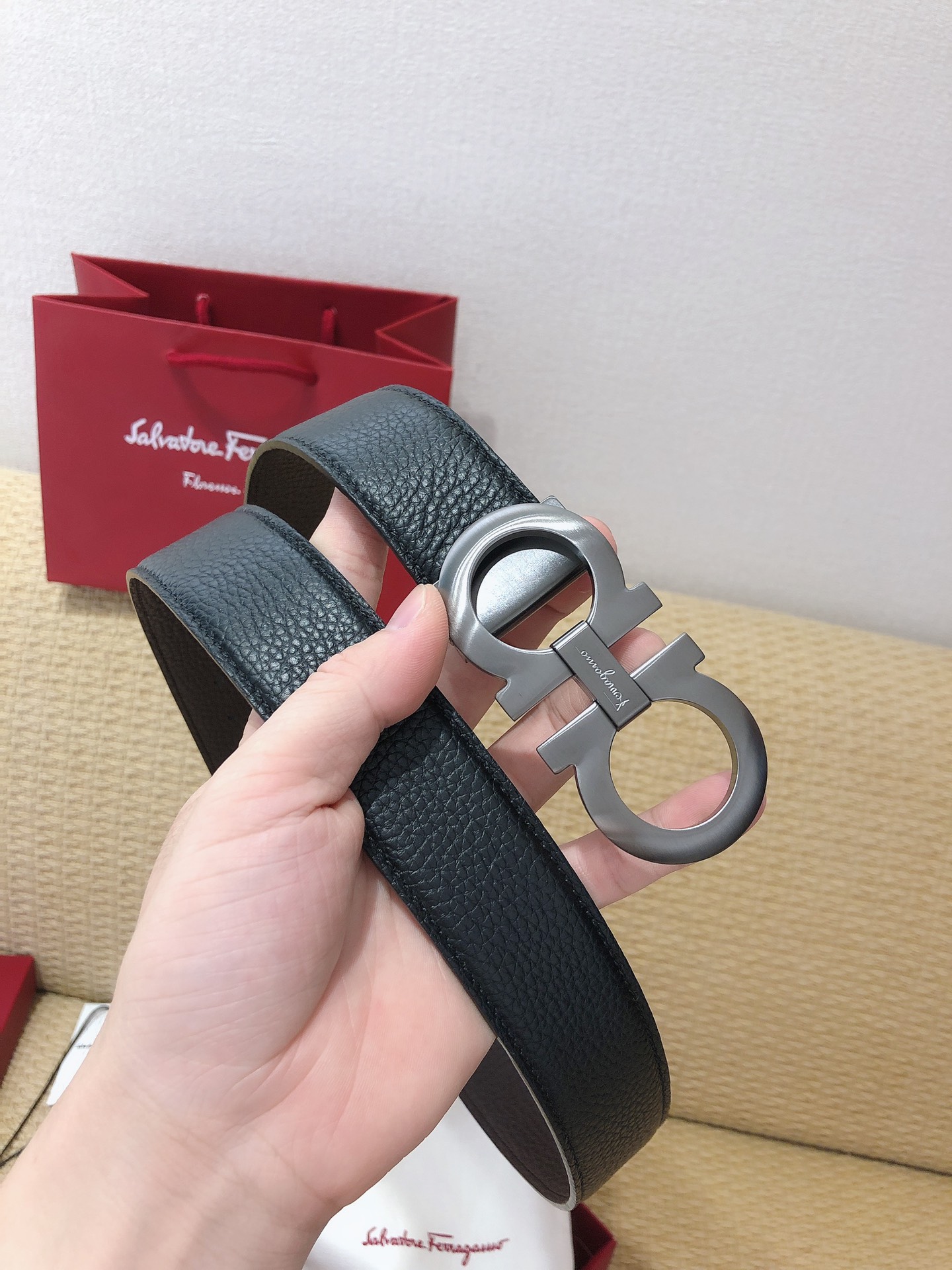 Salvatore Ferragamo Male Leather Belt Top Grain Leather M