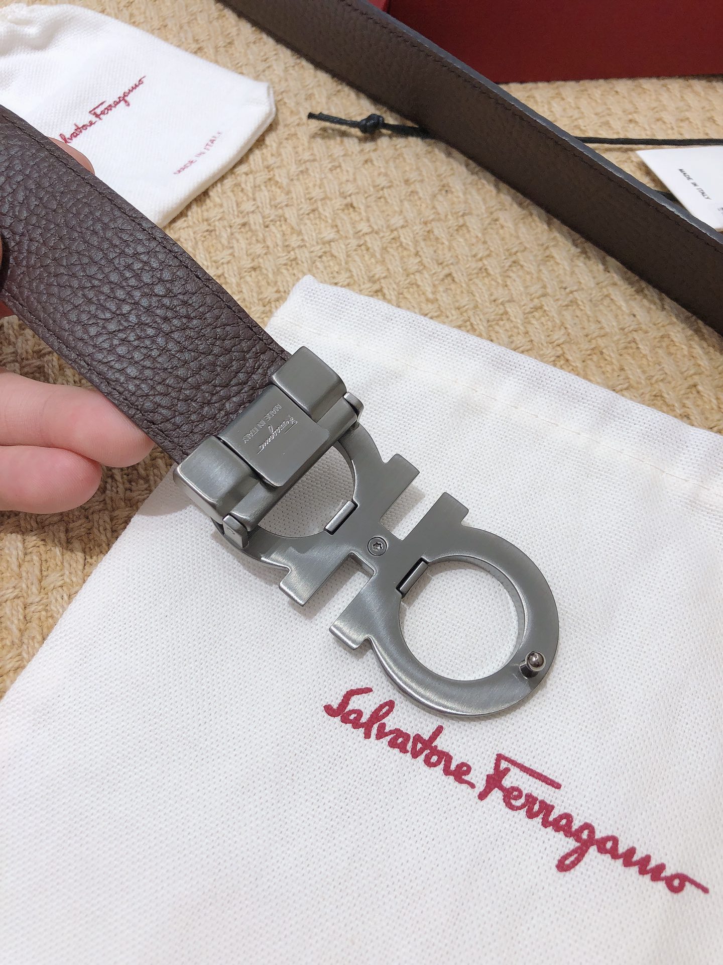 Salvatore Ferragamo Male Leather Belt Top Grain Leather M