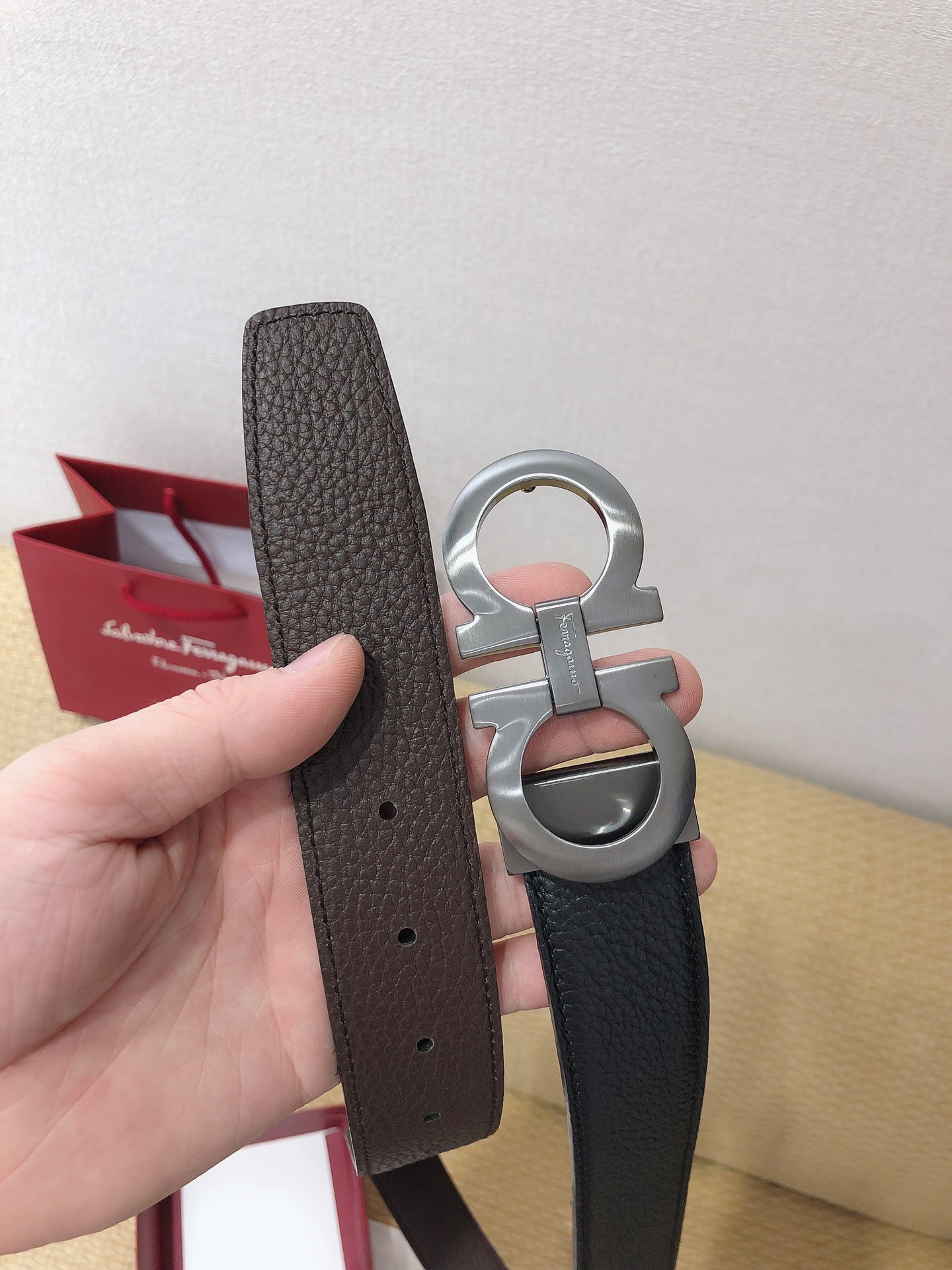 Salvatore Ferragamo Male Leather Belt Top Grain Leather M