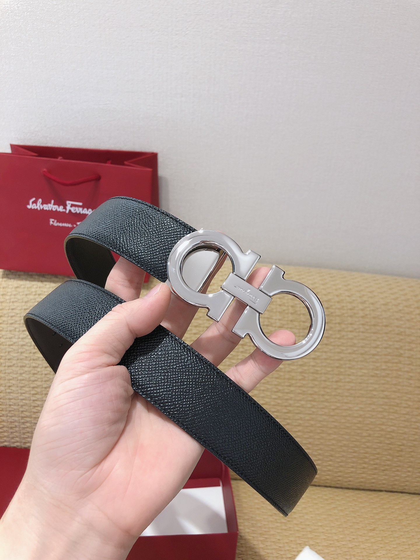 Salvatore Ferragamo Male Leather Belt Top Grain Leather M