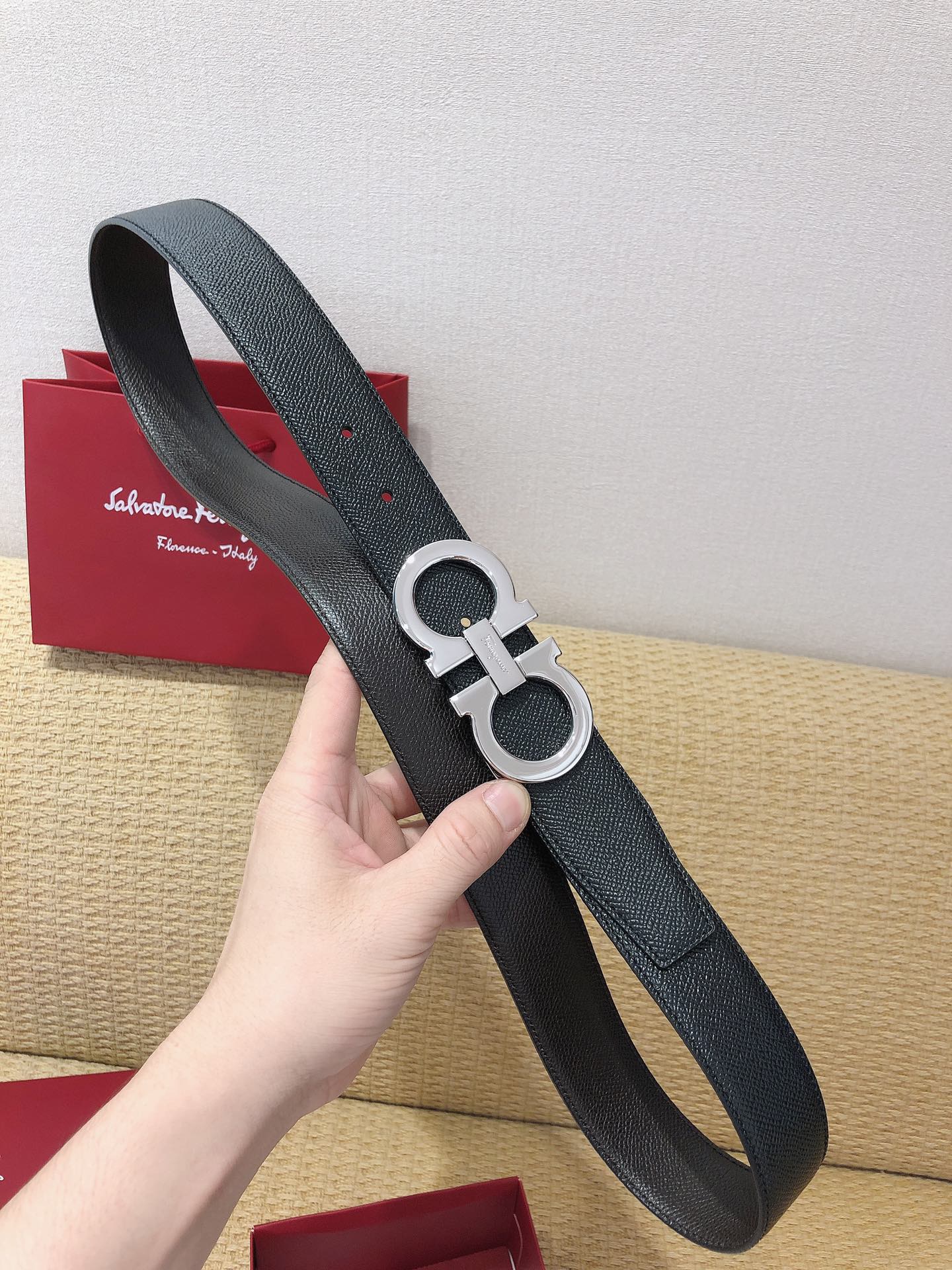 Salvatore Ferragamo Male Leather Belt Top Grain Leather M