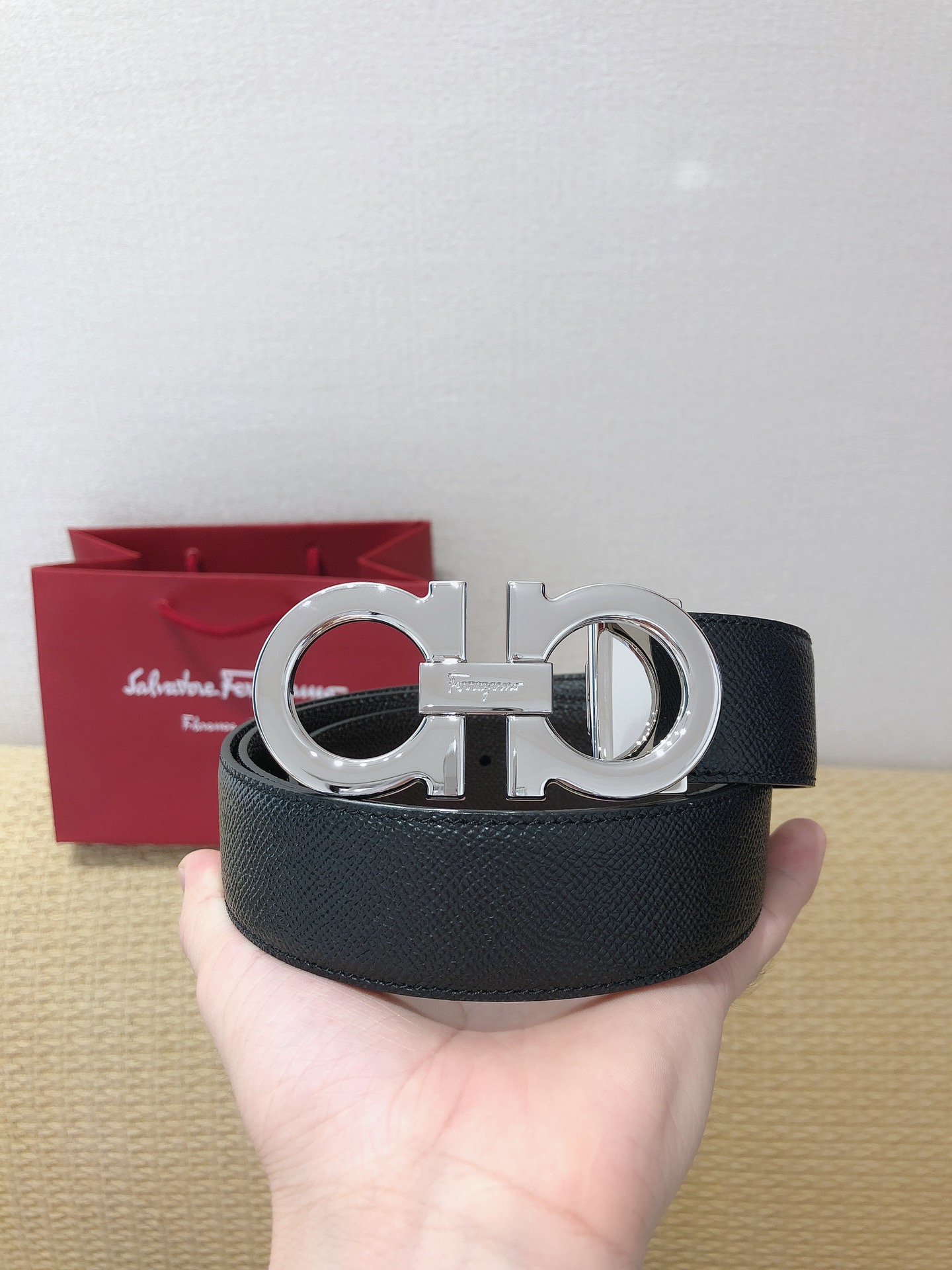 Salvatore Ferragamo Male Leather Belt Top Grain Leather M