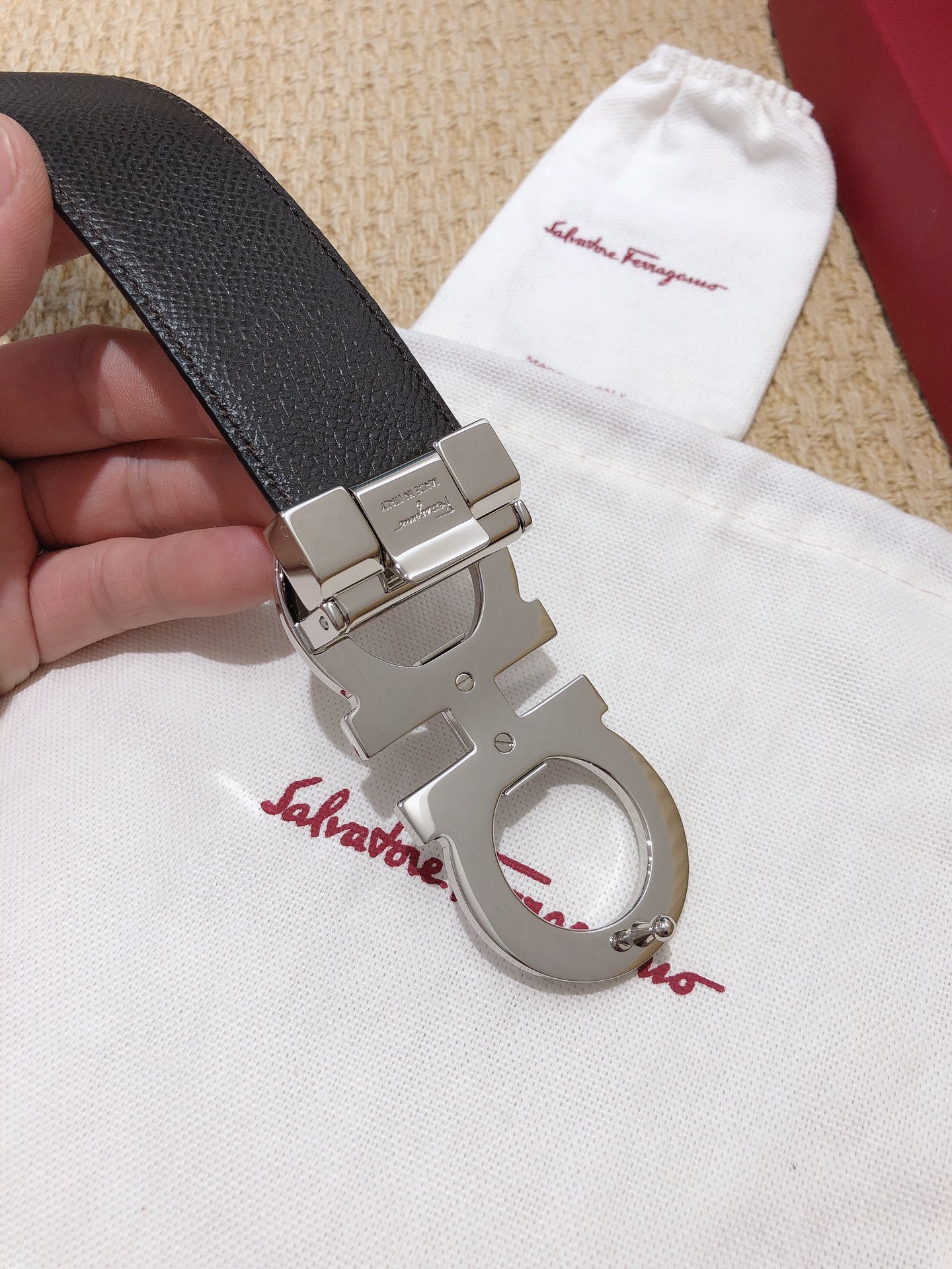 Salvatore Ferragamo Male Leather Belt Top Grain Leather M