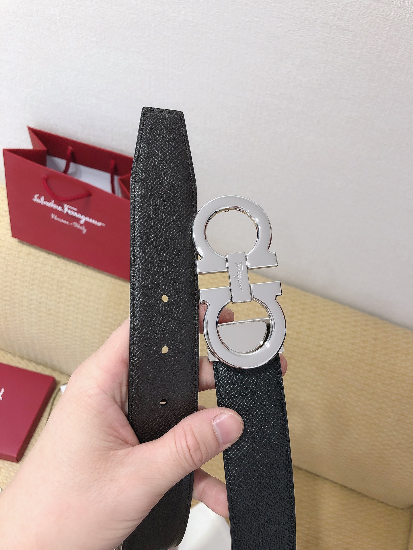 Salvatore Ferragamo Male Leather Belt Top Grain Leather M