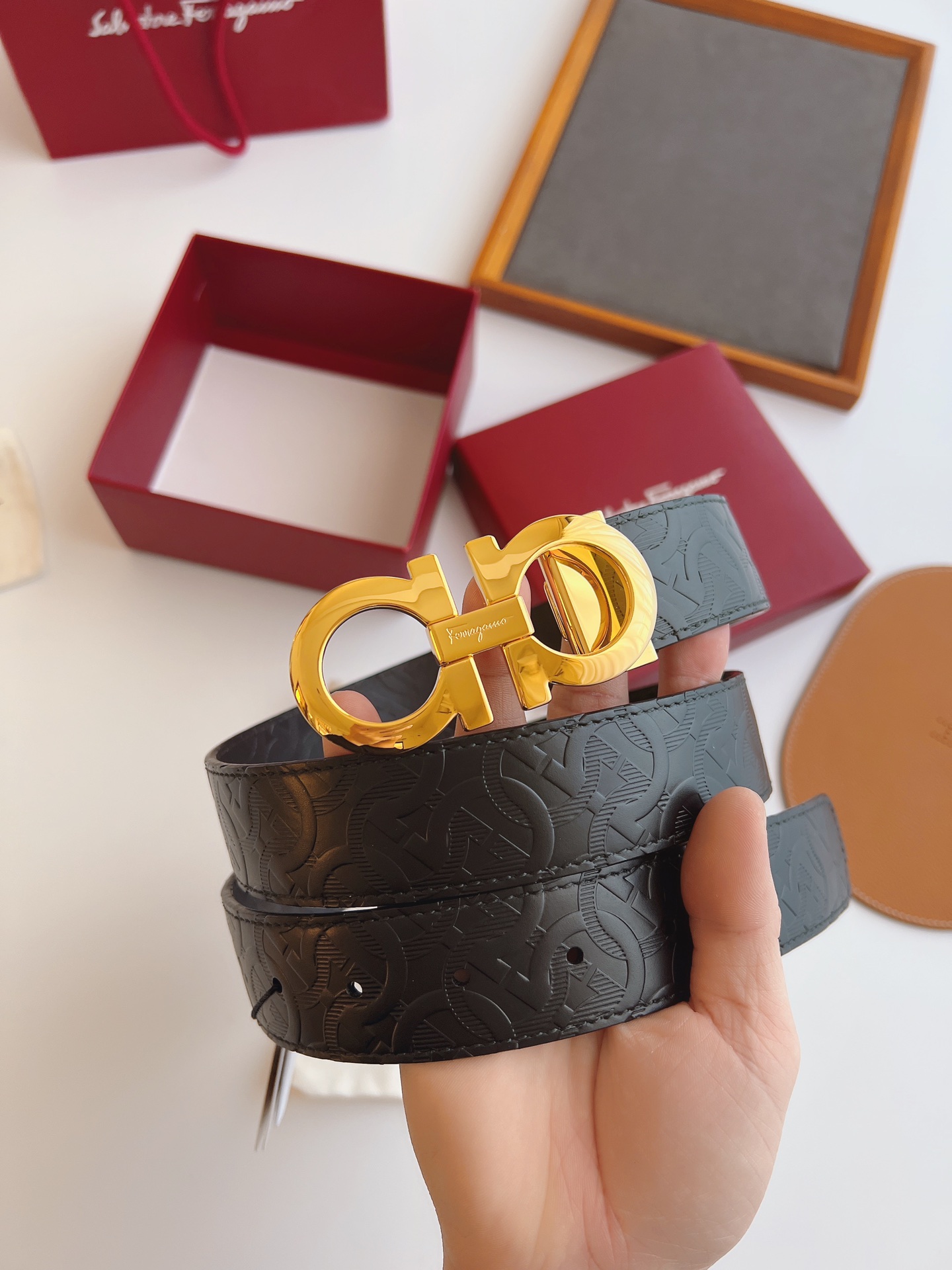 Salvatore Ferragamo Male Leather Belt Top Grain Leather M