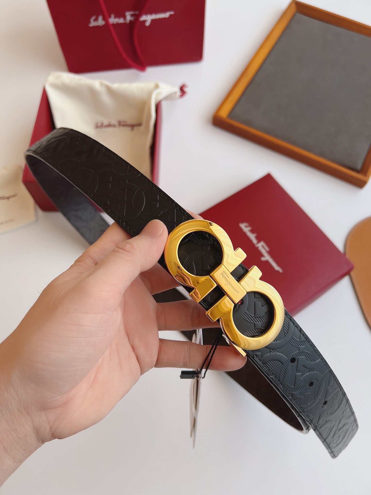 Salvatore Ferragamo Male Leather Belt Top Grain Leather M