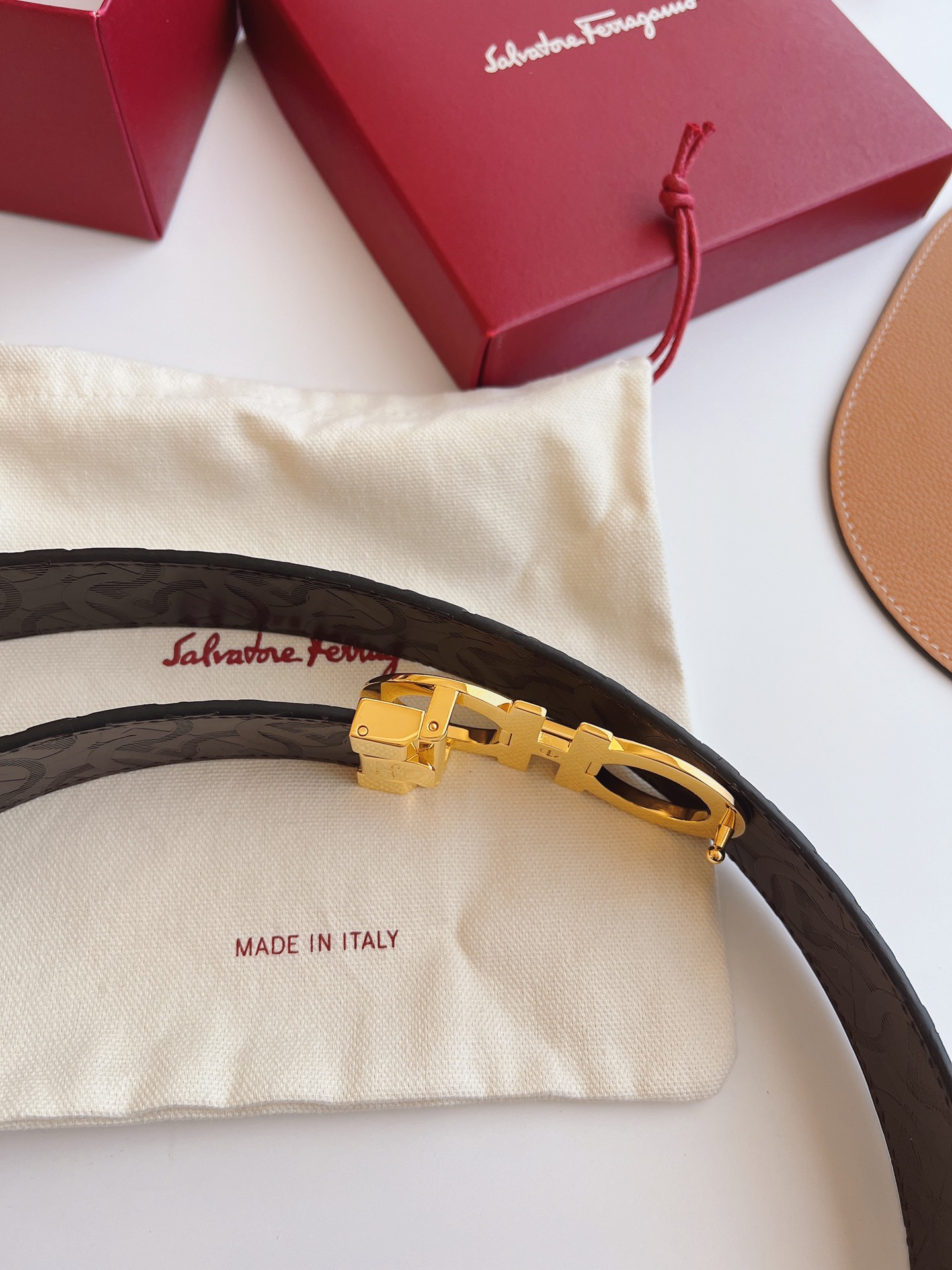 Salvatore Ferragamo Male Leather Belt Top Grain Leather M