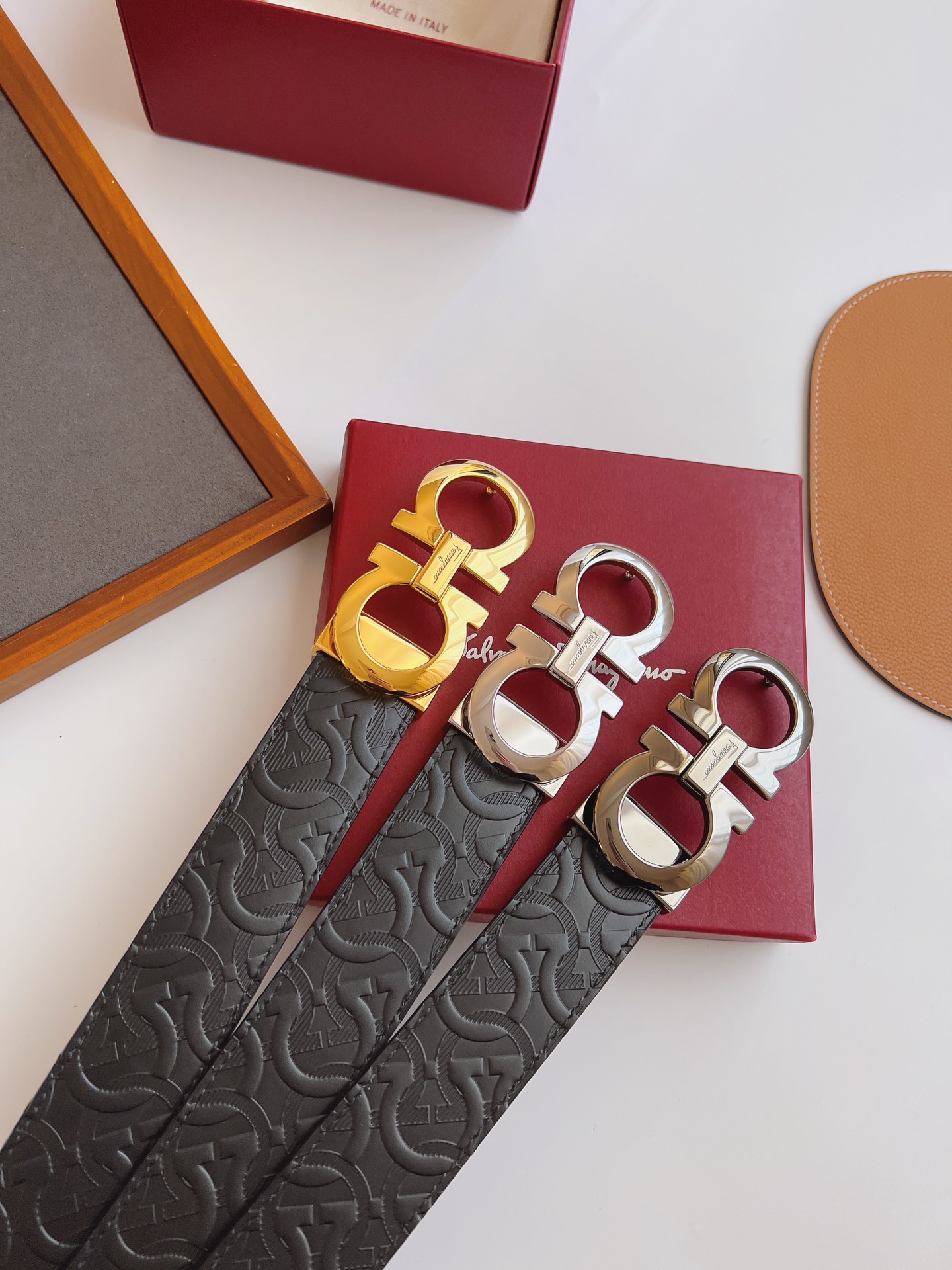 Salvatore Ferragamo Male Leather Belt Top Grain Leather M