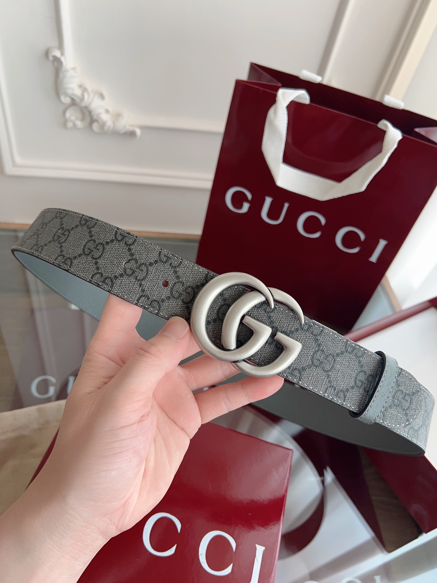 Gucci Basic Belt Gray S-m-l