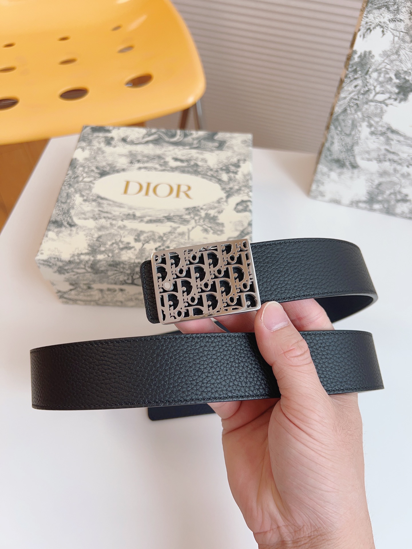 Dior Male Leather Belt Top Grain Leather 35mm
