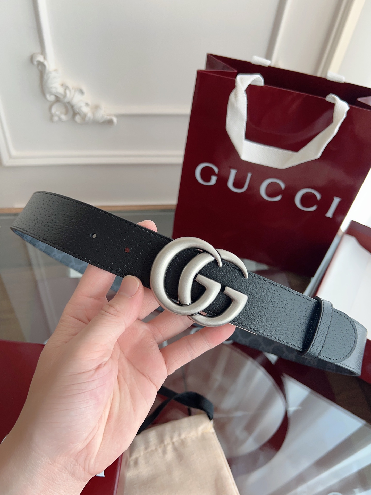 Gucci Basic Belt Gray S-m-l