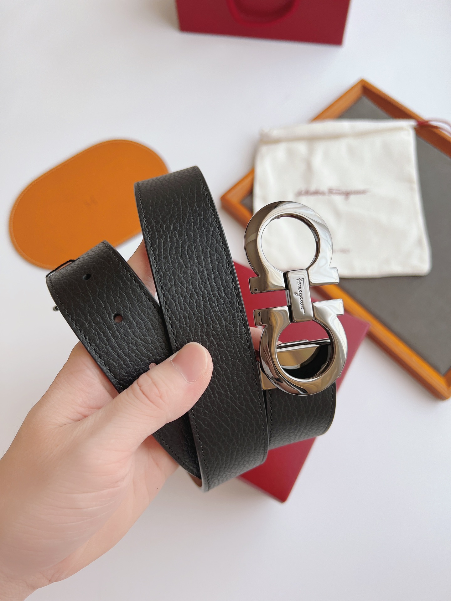 Salvatore Ferragamo Male Leather Belt Cow Leather M