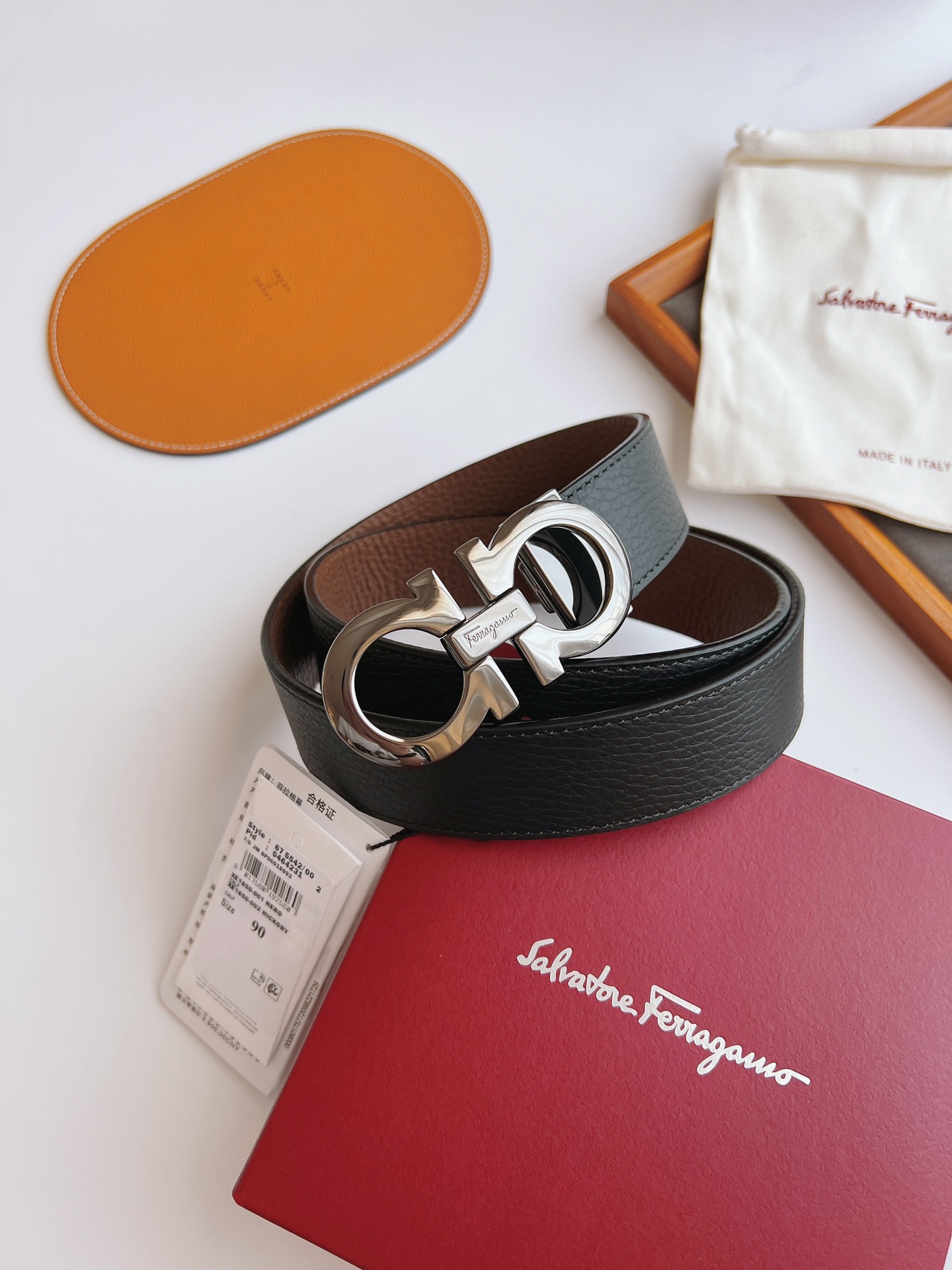 Salvatore Ferragamo Male Leather Belt Cow Leather M