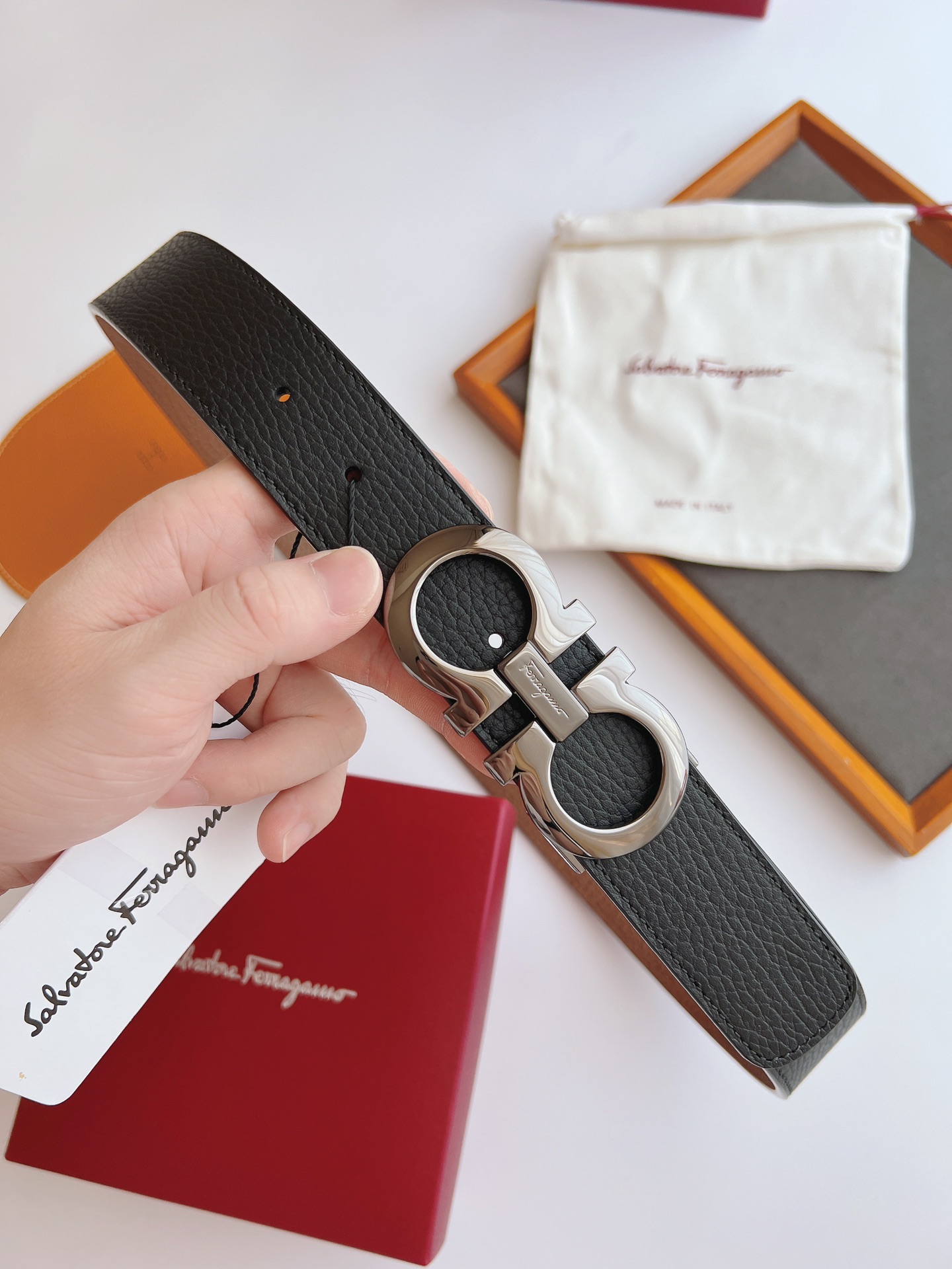 Salvatore Ferragamo Male Leather Belt Cow Leather M