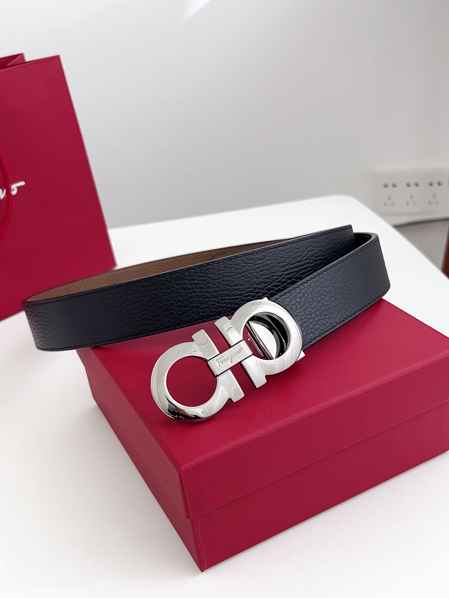 Salvatore Ferragamo Male Leather Belt Cow Leather M