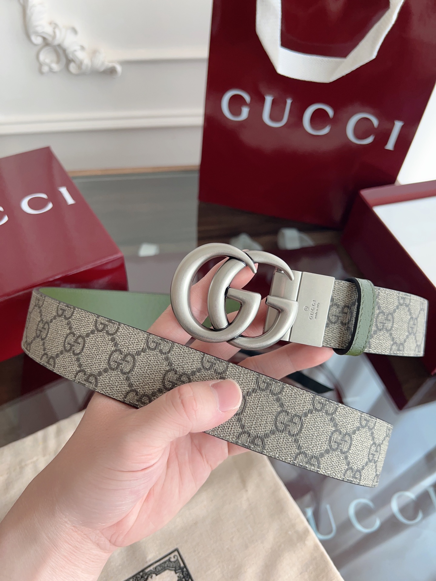 Gucci Basic Belt Gray S-m-l