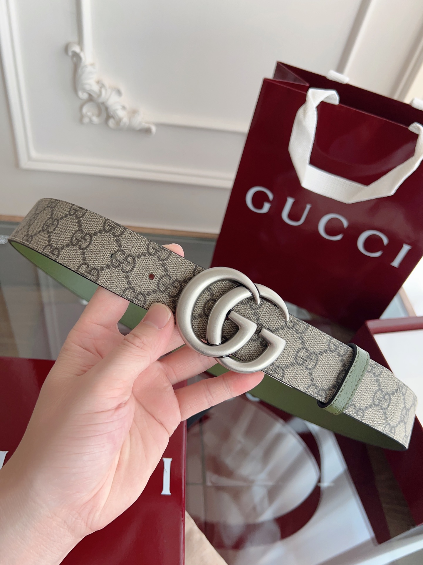 Gucci Basic Belt Gray S-m-l
