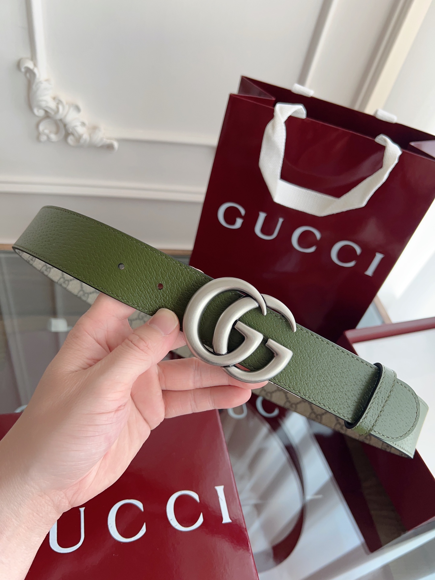 Gucci Basic Belt Gray S-m-l