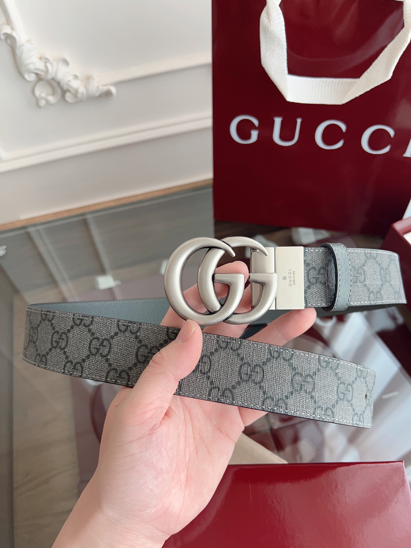 Gucci Basic Belt Gray S-m-l
