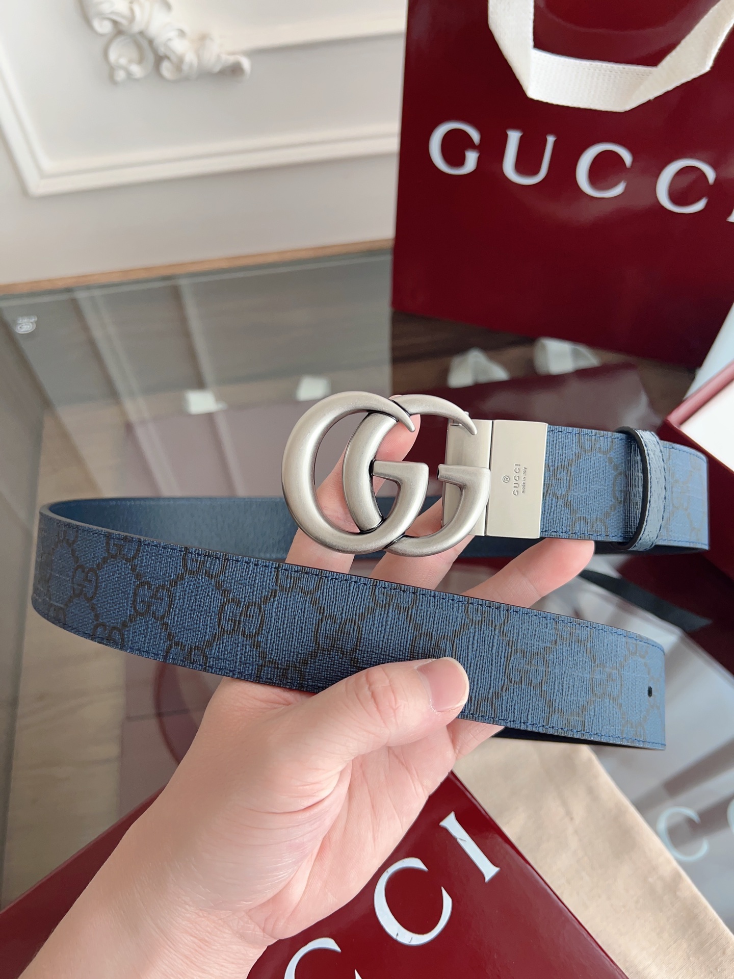 Gucci Basic Belt Gray S-m-l