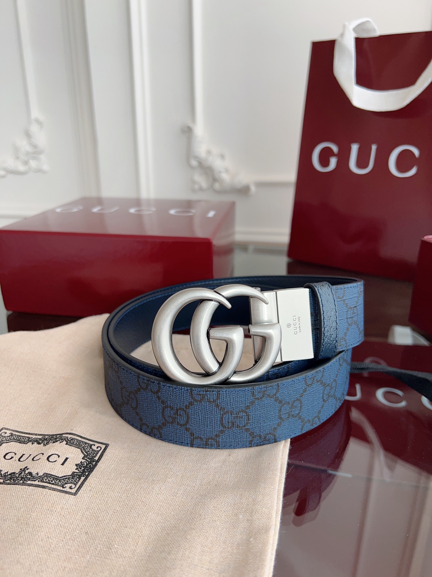 Gucci Basic Belt Gray S-m-l