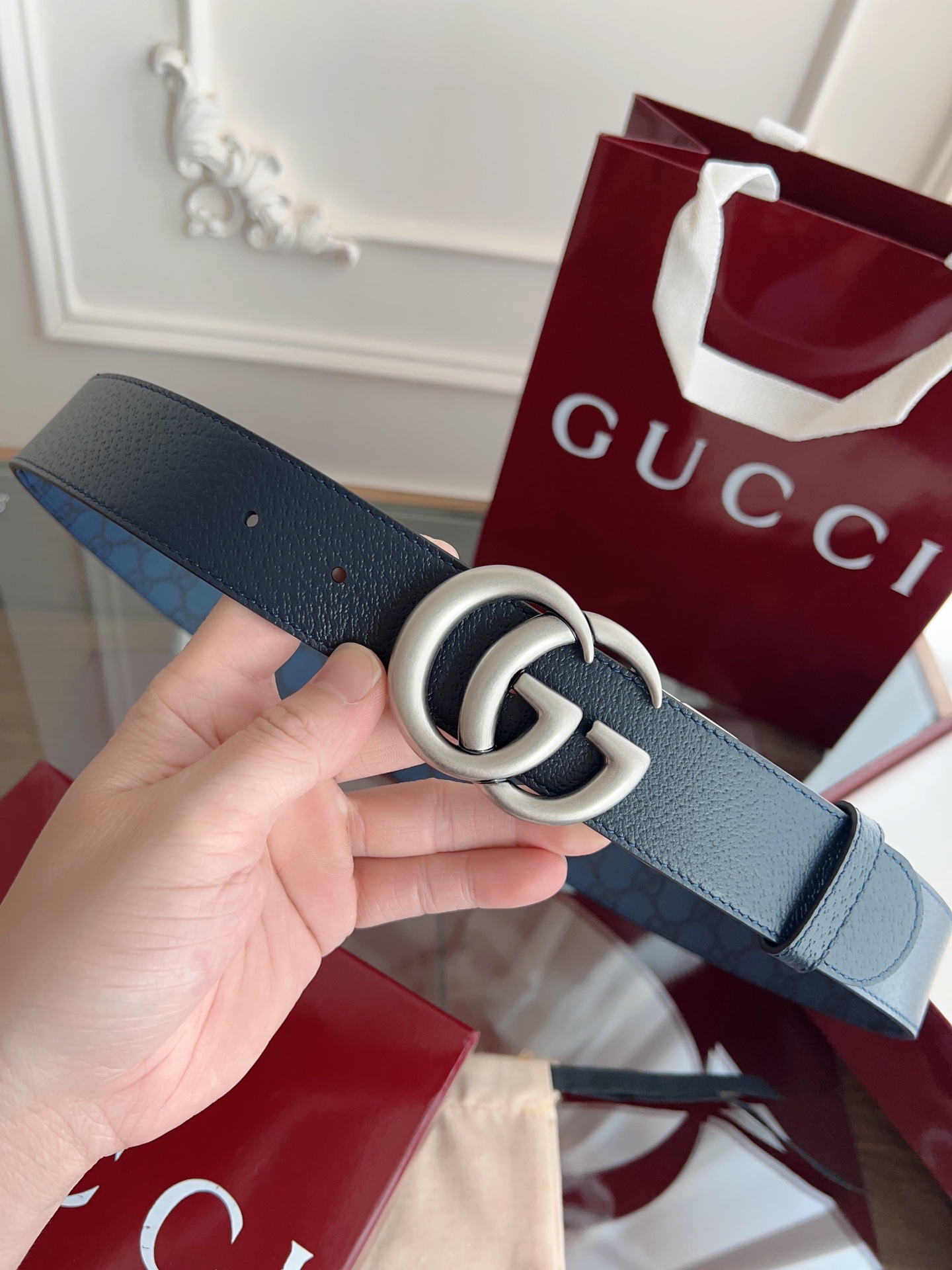 Gucci Basic Belt Gray S-m-l