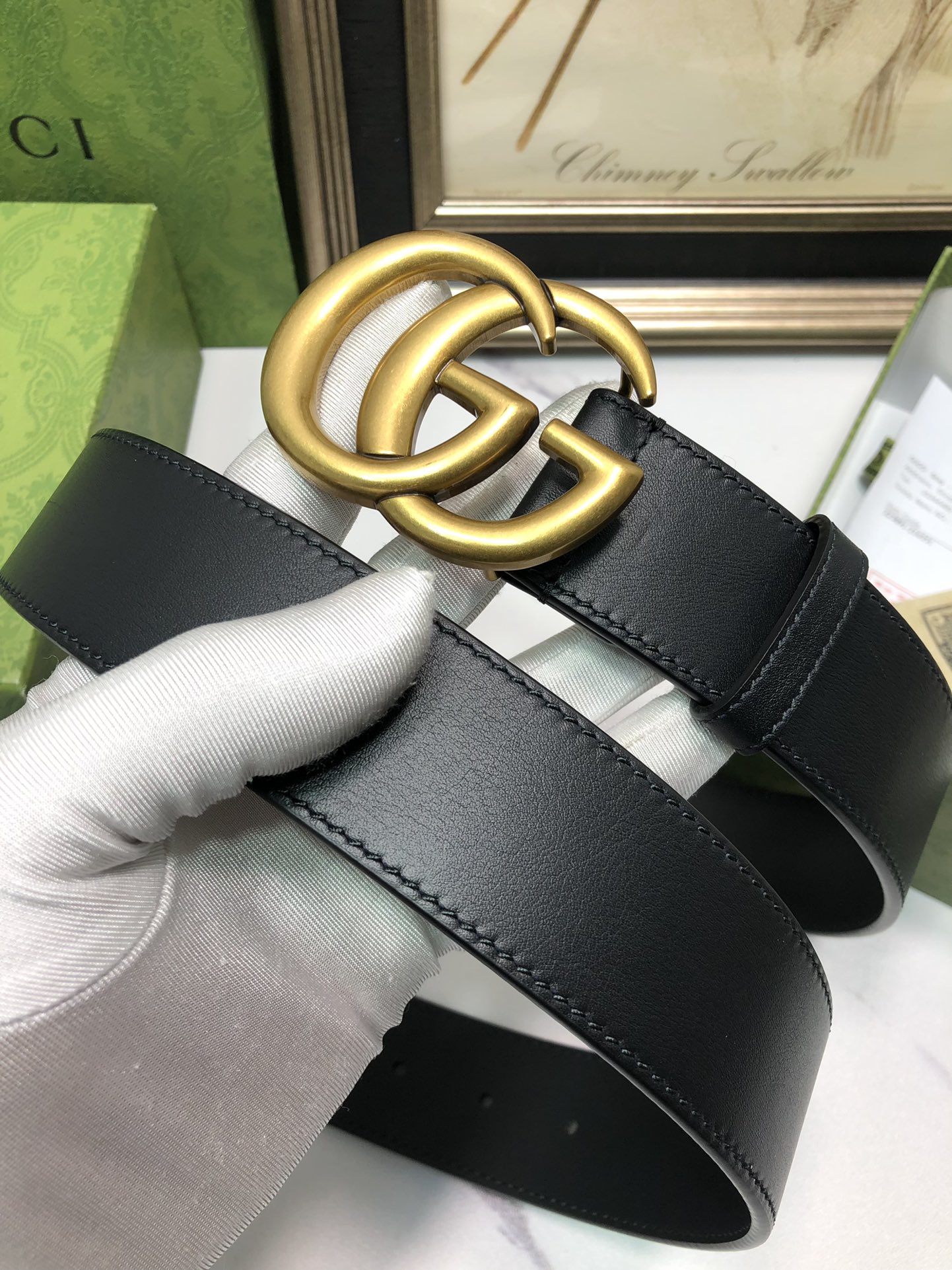 Gucci Male Leather Belt Top Grain Leather