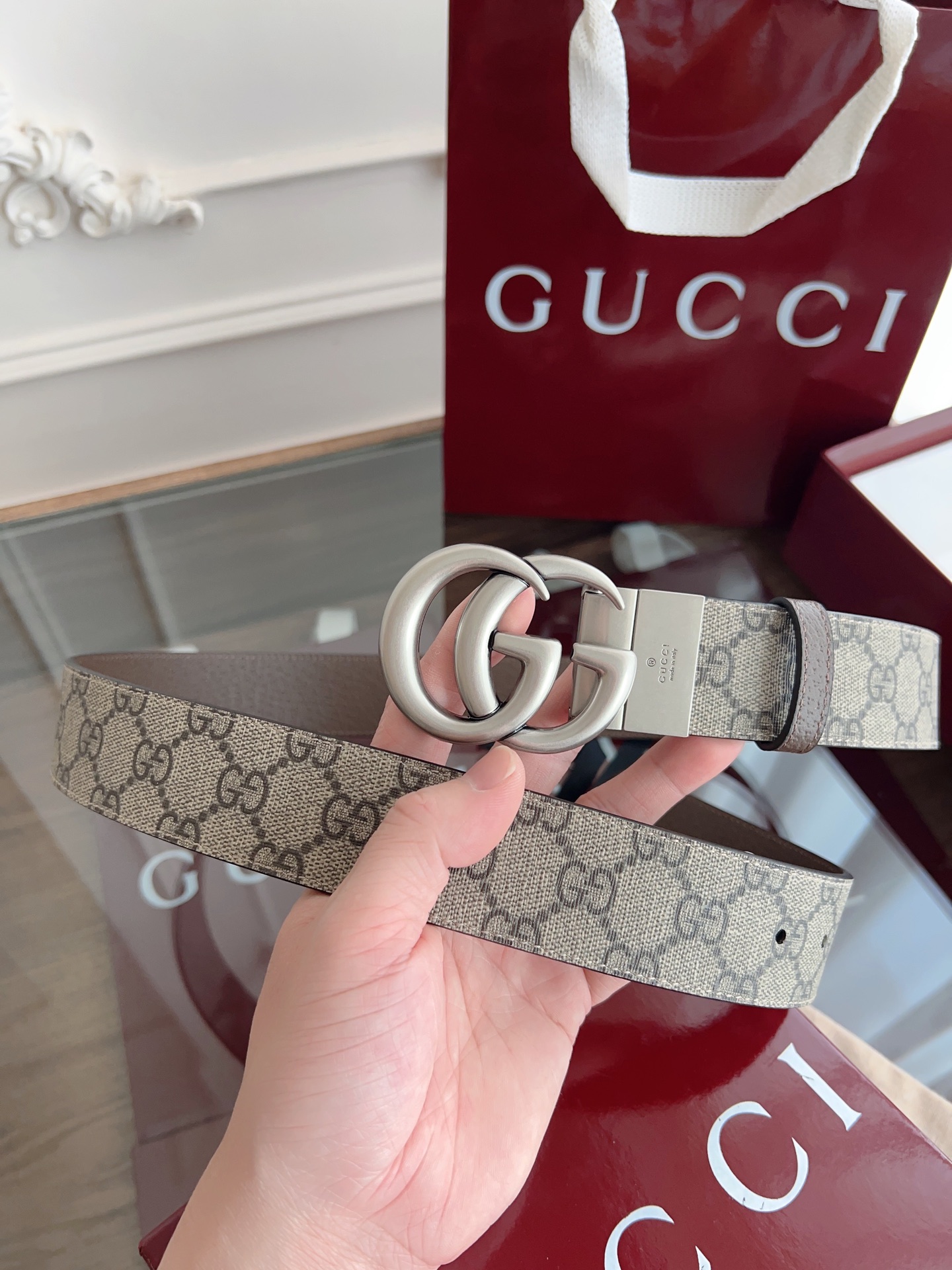 Gucci Basic Belt Gray S-m-l