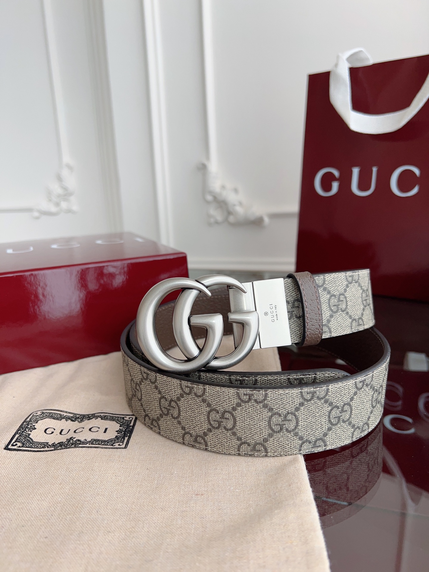 Gucci Basic Belt Gray S-m-l