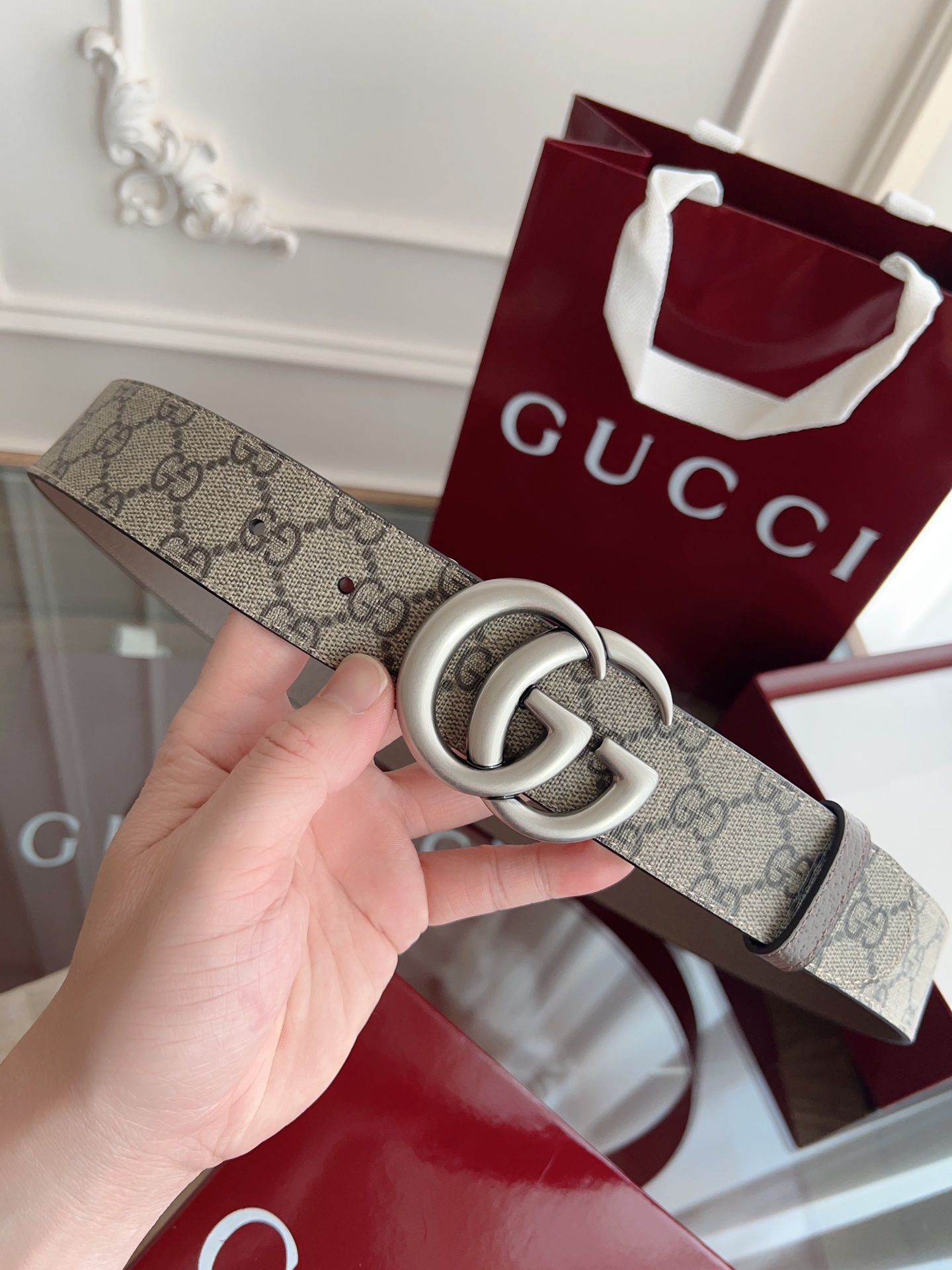 Gucci Basic Belt Gray S-m-l