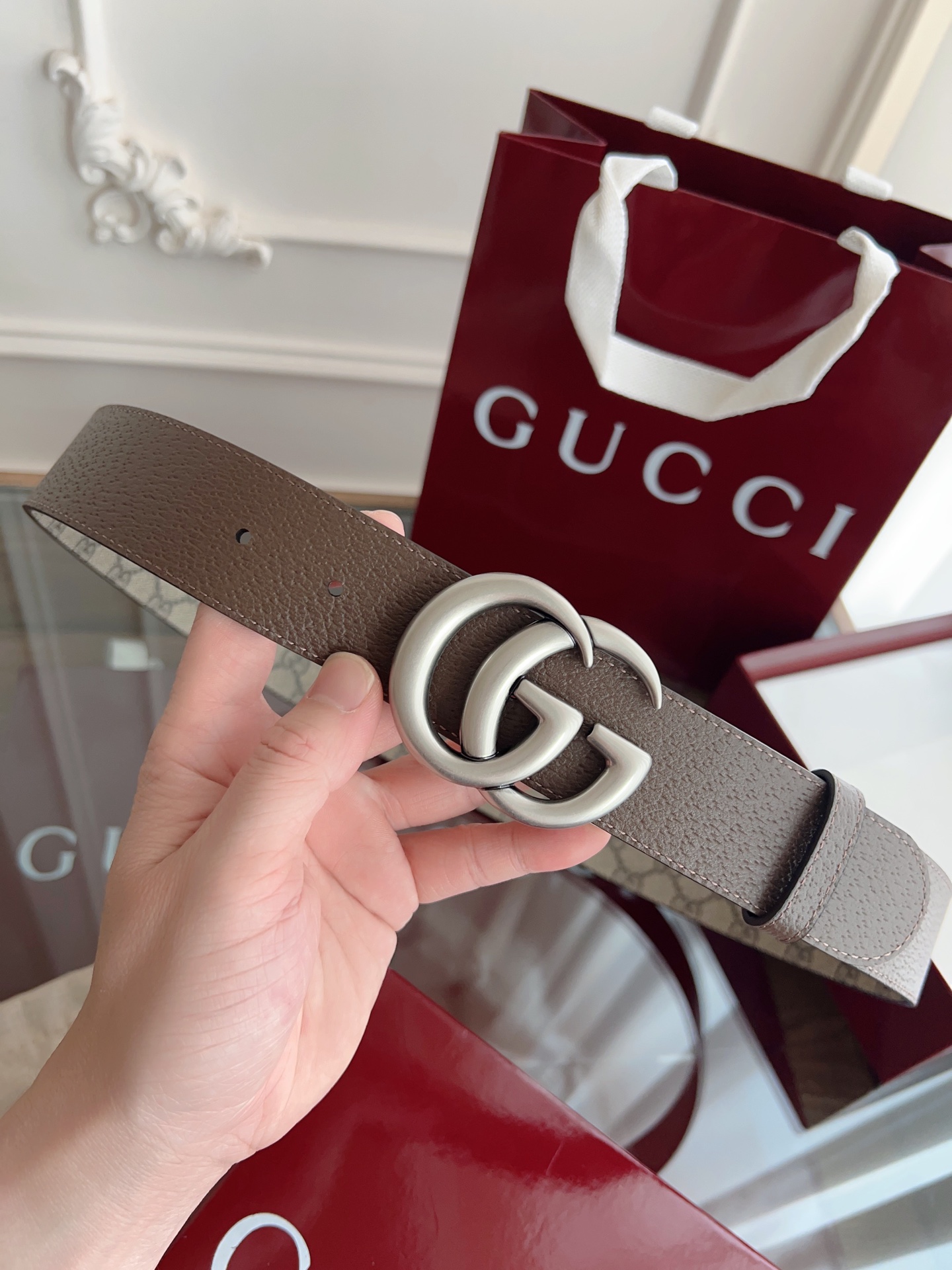 Gucci Basic Belt Gray S-m-l