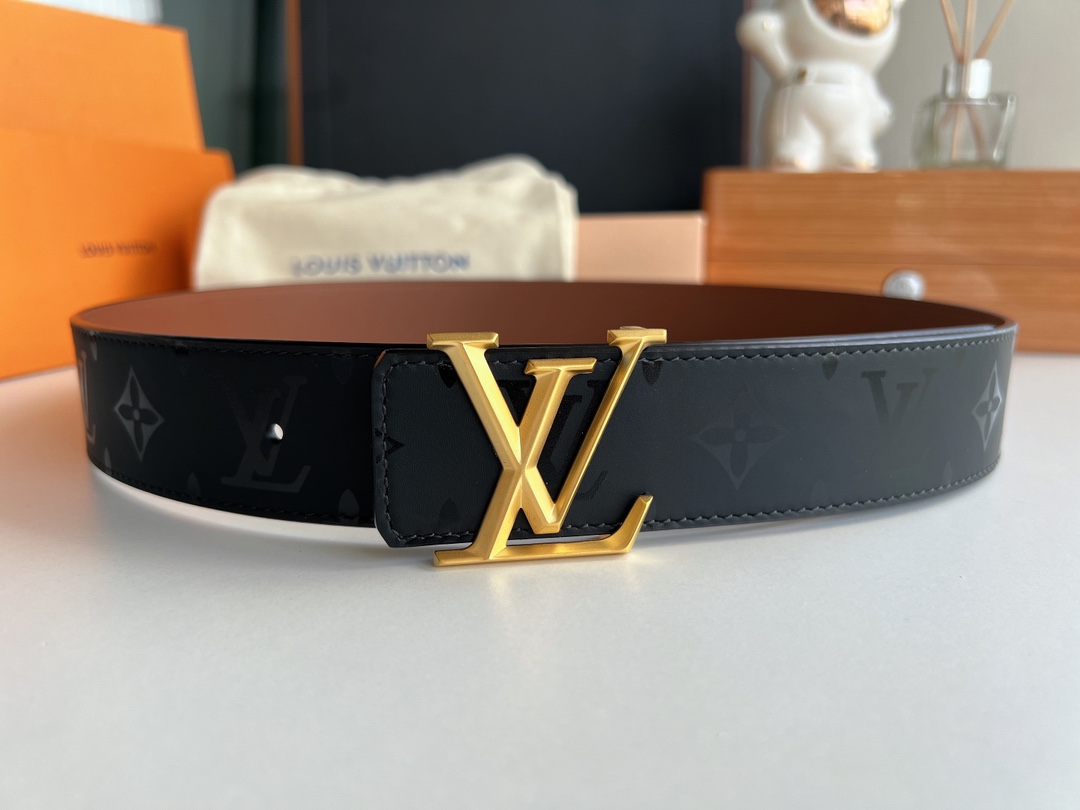 Louis Vuitton Male Leather Belt Cow Leather Brown S-m-l