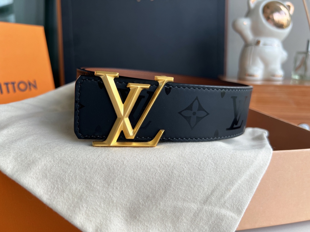Louis Vuitton Male Leather Belt Cow Leather Brown S-m-l