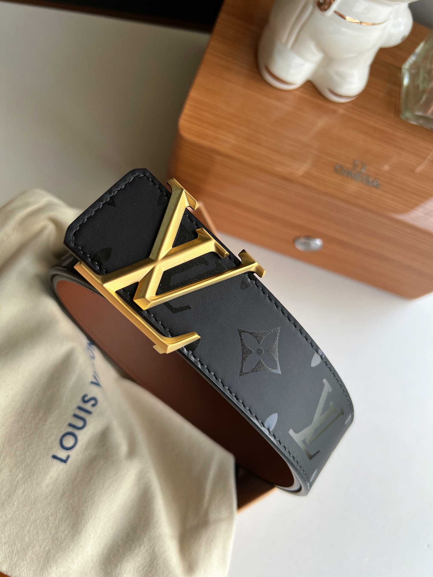 Louis Vuitton Male Leather Belt Cow Leather Brown S-m-l