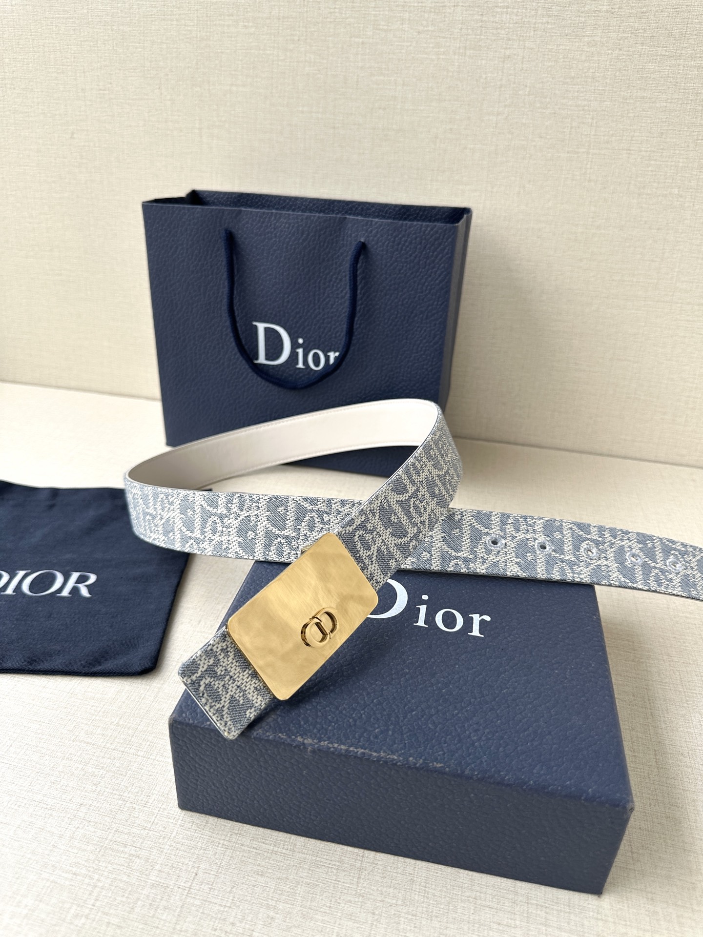 Dior Leather Belt Top Grain Leather Adjustable M