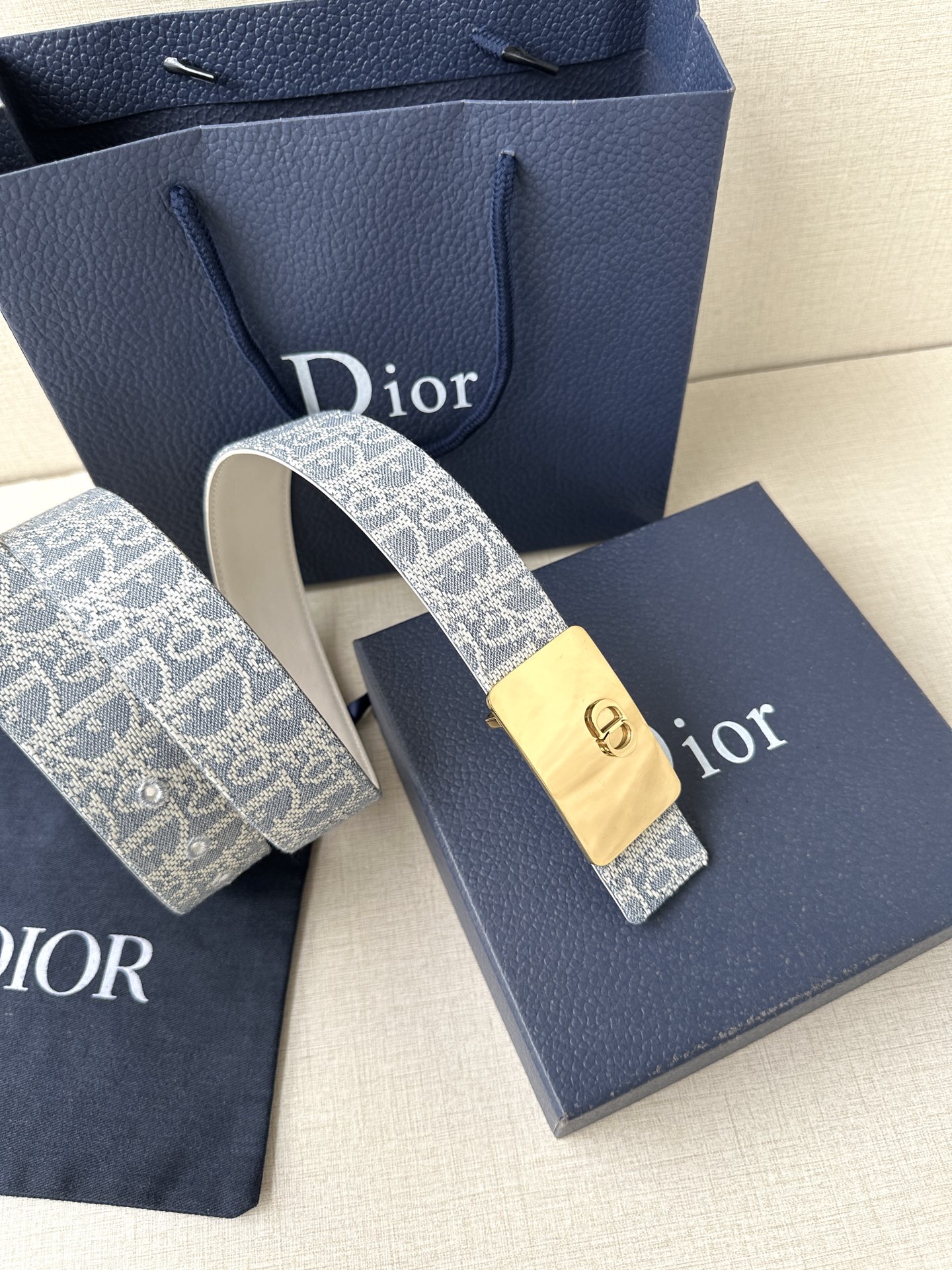 Dior Leather Belt Top Grain Leather Adjustable M