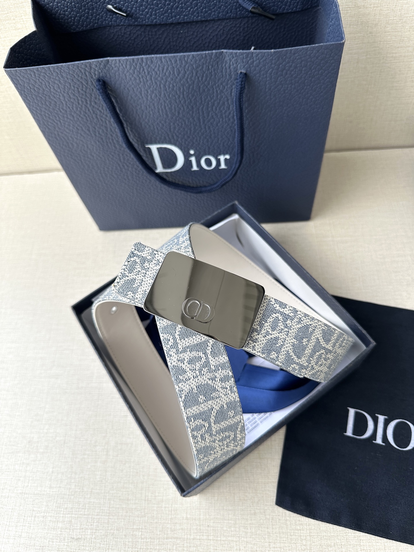 Dior Leather Belt Top Grain Leather Adjustable M