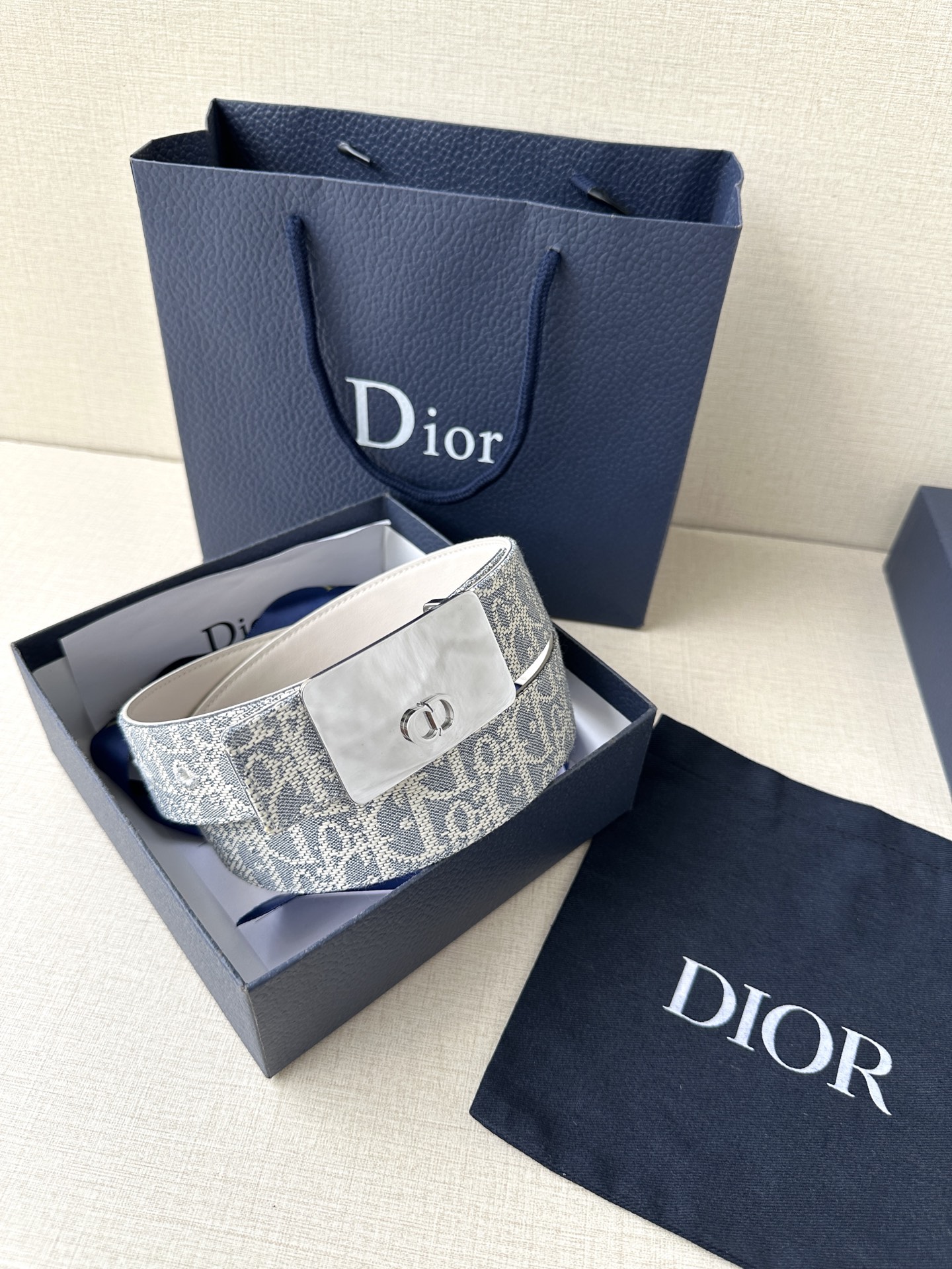 Dior Leather Belt Top Grain Leather Adjustable M