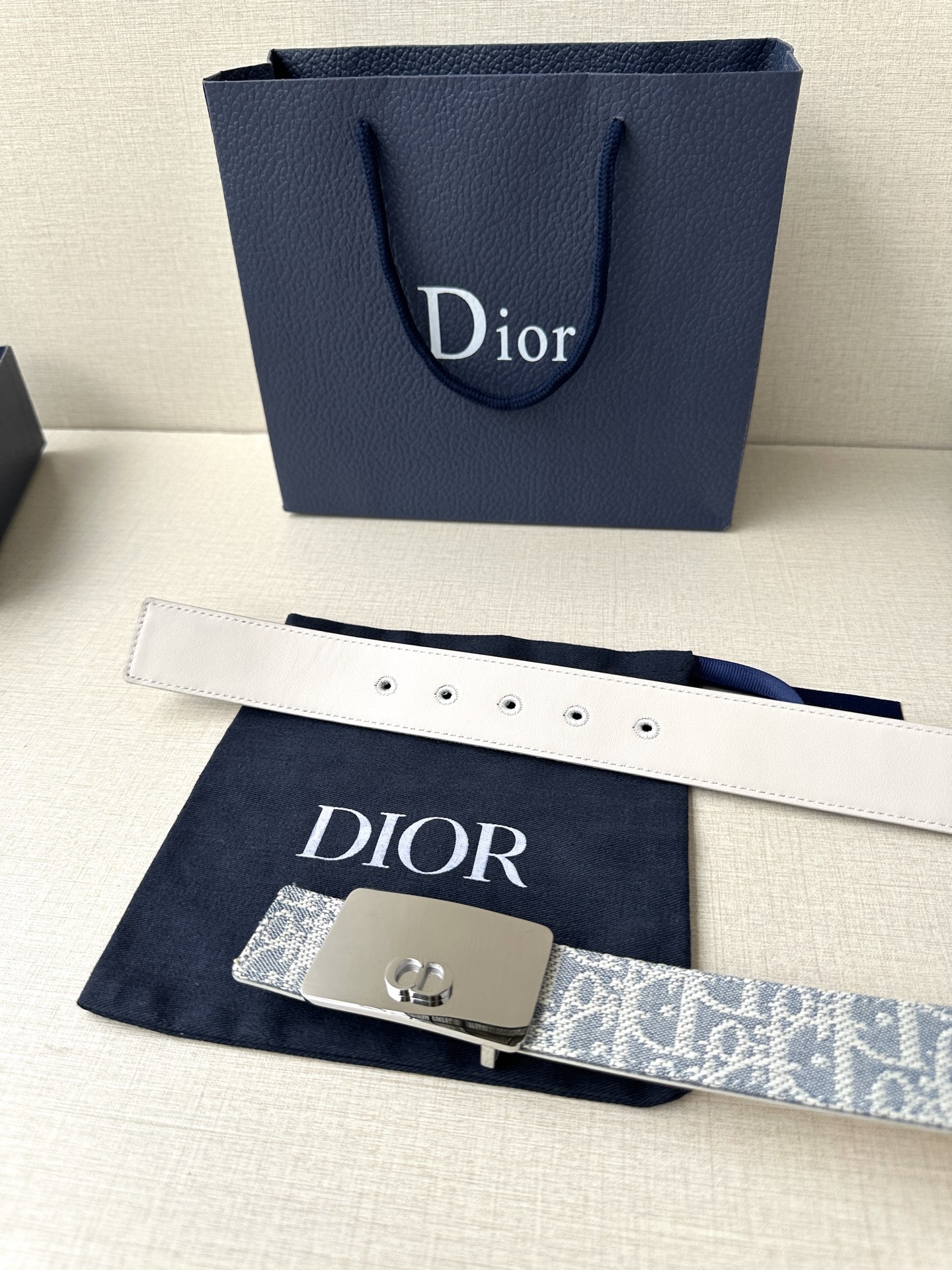 Dior Leather Belt Top Grain Leather Adjustable M